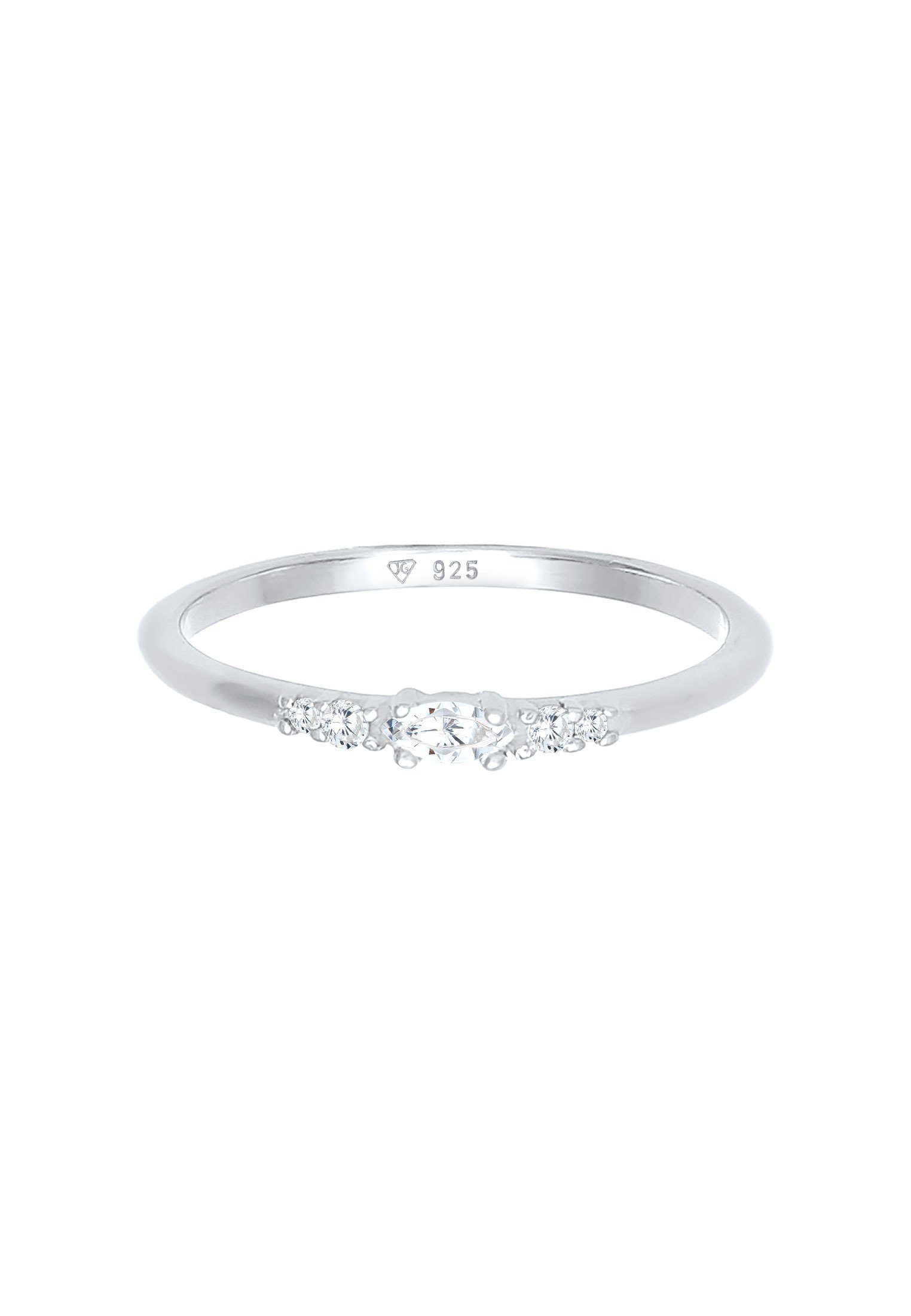 Elli Verlobungsring Elegant Marquise Zirkonia Silber Verlobung 925