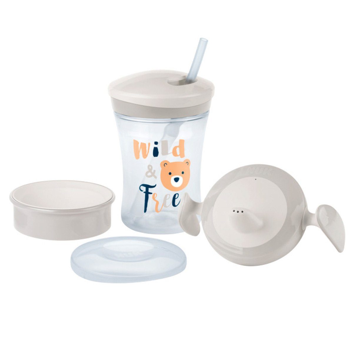 NUK Babyflasche NUK 3-in-1 Trinklernset Trainer Cup 6M Magic Cup,Action Cup weiß