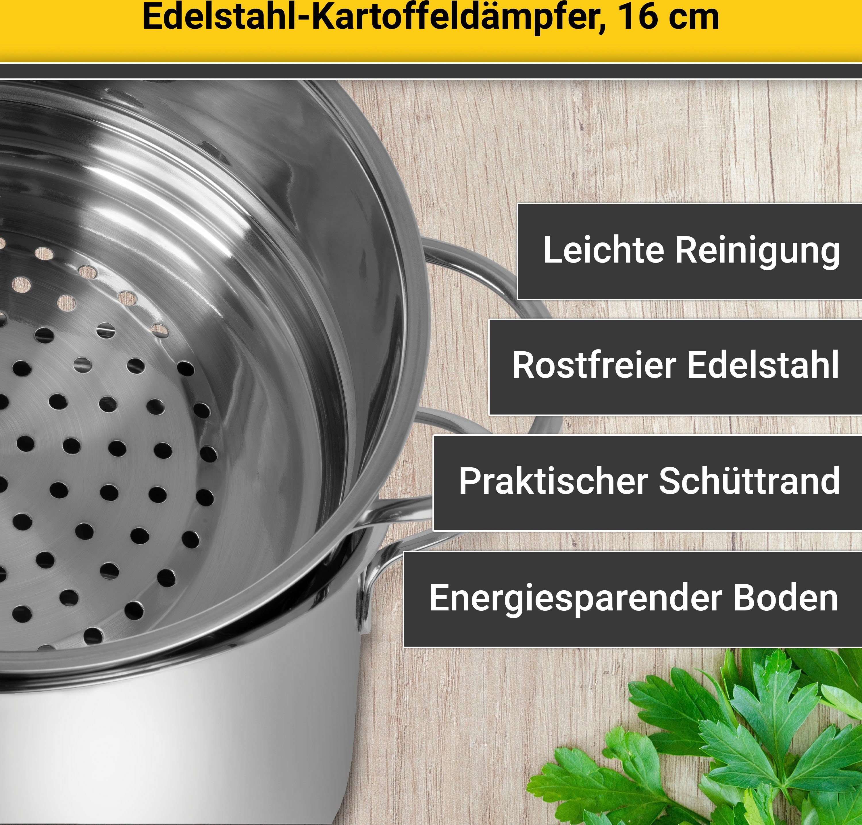Krüger Dampfgartopf, Edelstahl (1-tlg), für Induktions-Kochfelder geeignet