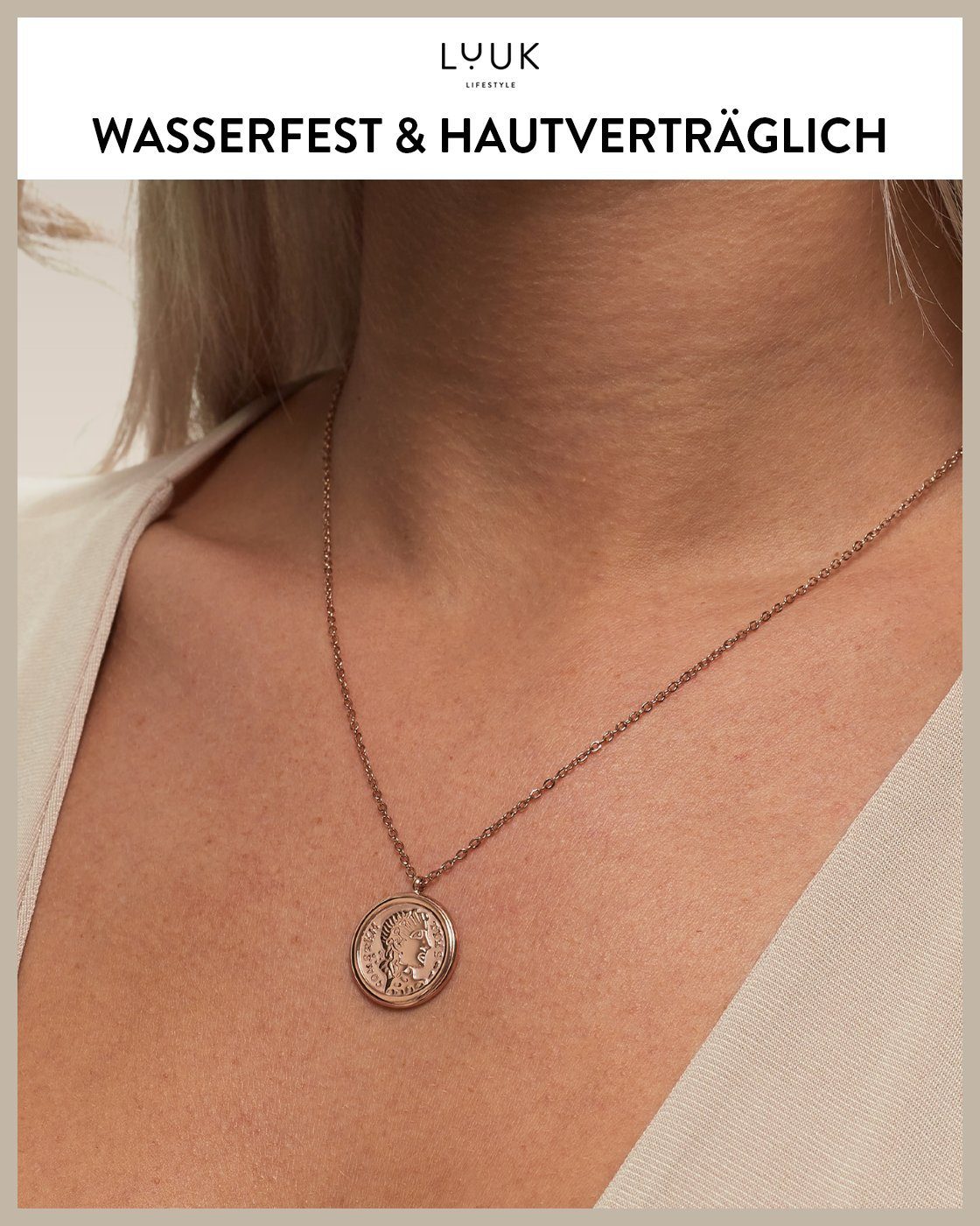 LUUK LIFESTYLE Kette mit Anhänger Kleopatra, mit Happiness Spruchkarte, tolle Geschenkidee