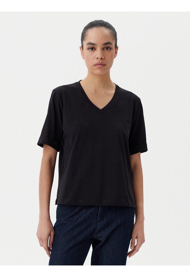 Liu Jo Kurzarmshirt - schwarzes Liu Jo T-Shirt Damen - elegant - lockerer Schnitt