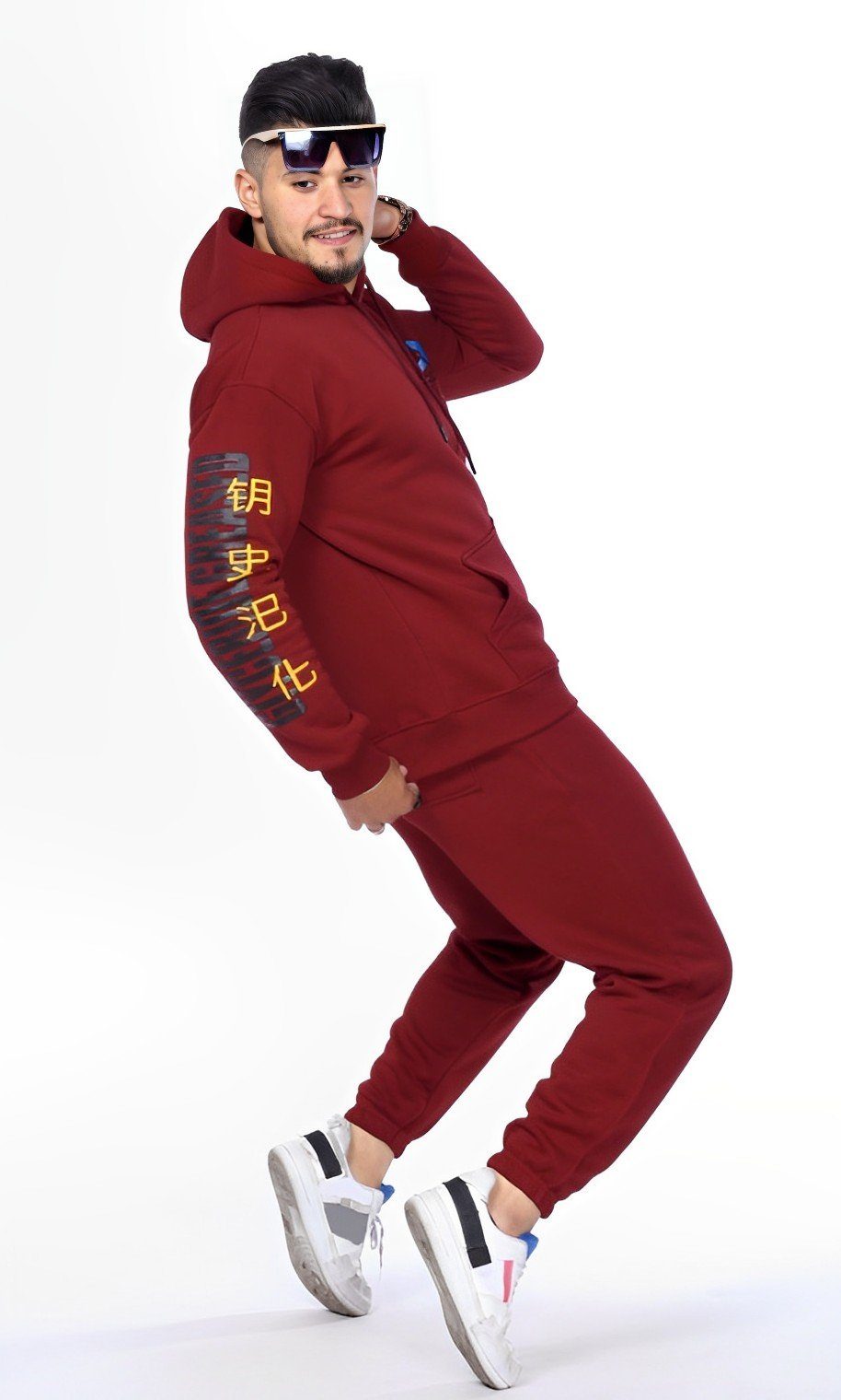 Baumwolle reiner ALGINOO Rot Trainingsanzug Trainingsanzug, aus