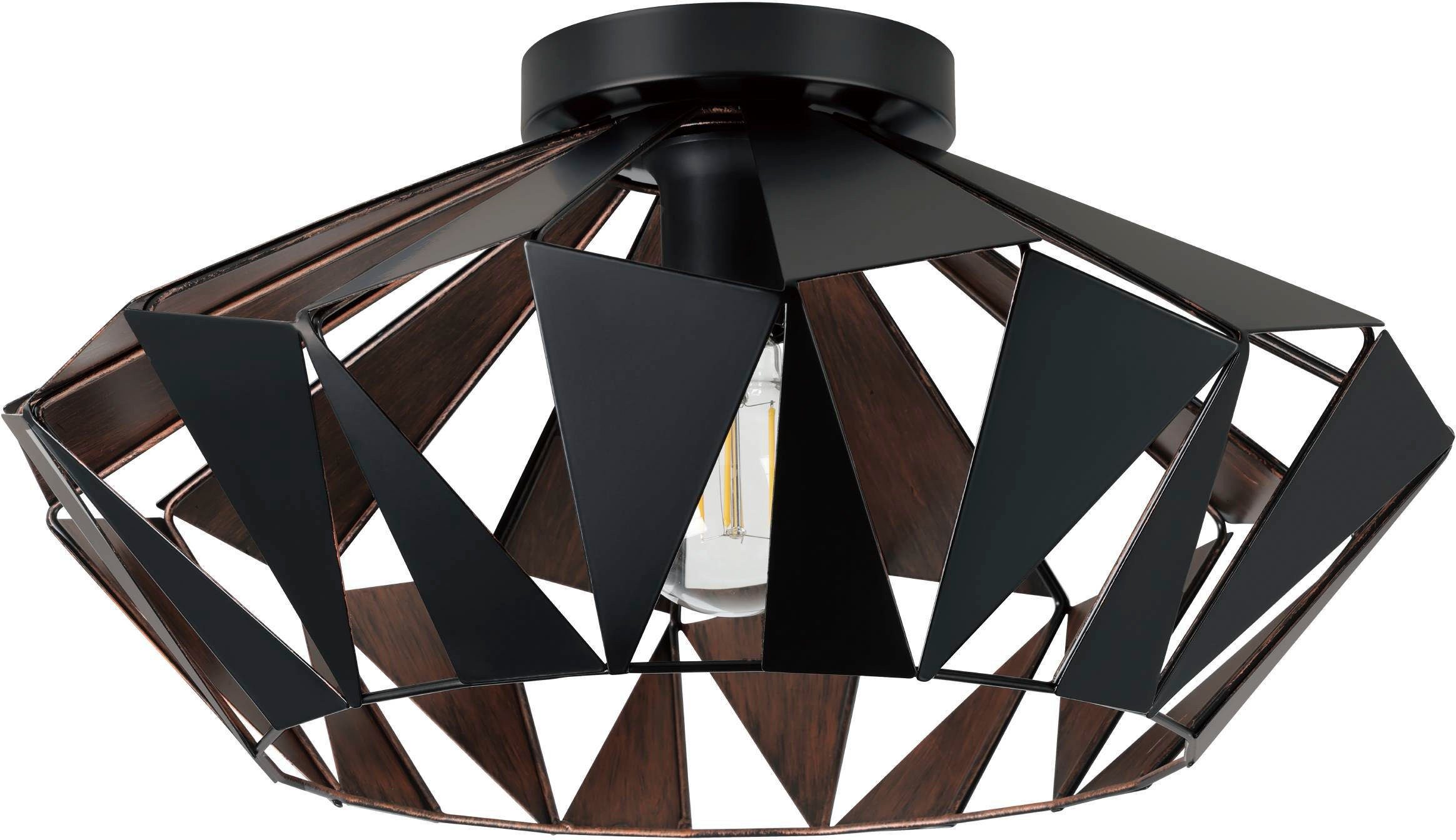 EGLO Deckenleuchte CARLTON 6 Deckenlampe, schwarz-kupfer, exkl. Leuchtmittel E27, Retro, ohne Leuchtmittel, Wohnzimmerlampe, Esszimmer, Vintage, Cut-Outs, Industrial, 23,5x47cm
