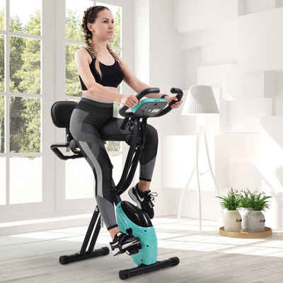 Merax Heimtrainer 3-in-1 X-bike Fitnessgeräte mit 10 Widerstandsstufen, mit Expanderbändern & Handpulssensoren