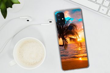 MuchoWow Handyhülle Palme - Sonnenuntergang - Horizont - Strand - Meer - Tropisch, Phone Case, Handyhülle OnePlus Nord N10 5G, Silikon, Schutzhülle