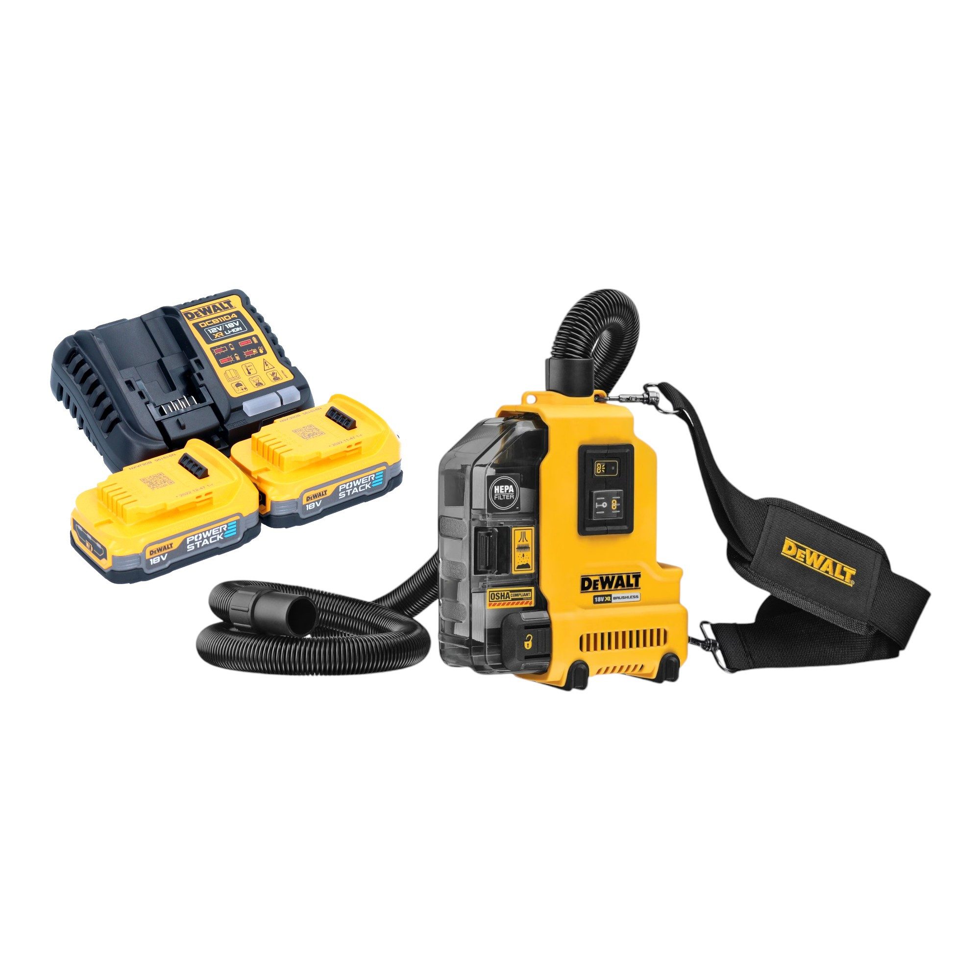 DeWalt Akku-Handstaubsauger DWH 161 E2 18 V 0,21 l Brushless + 2x Powerstack Akku 1,7 Ah + Lader