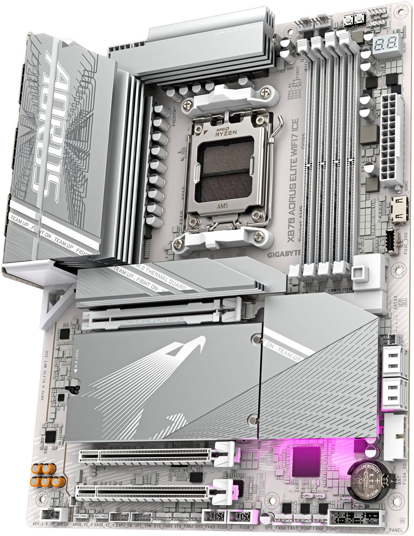 Gigabyte X870 AORUS ELITE WIFI7 ICE Mainboard - Unterstützt AMD Ryzen 9000 CPUs Mainboard – Bild 4 von 5