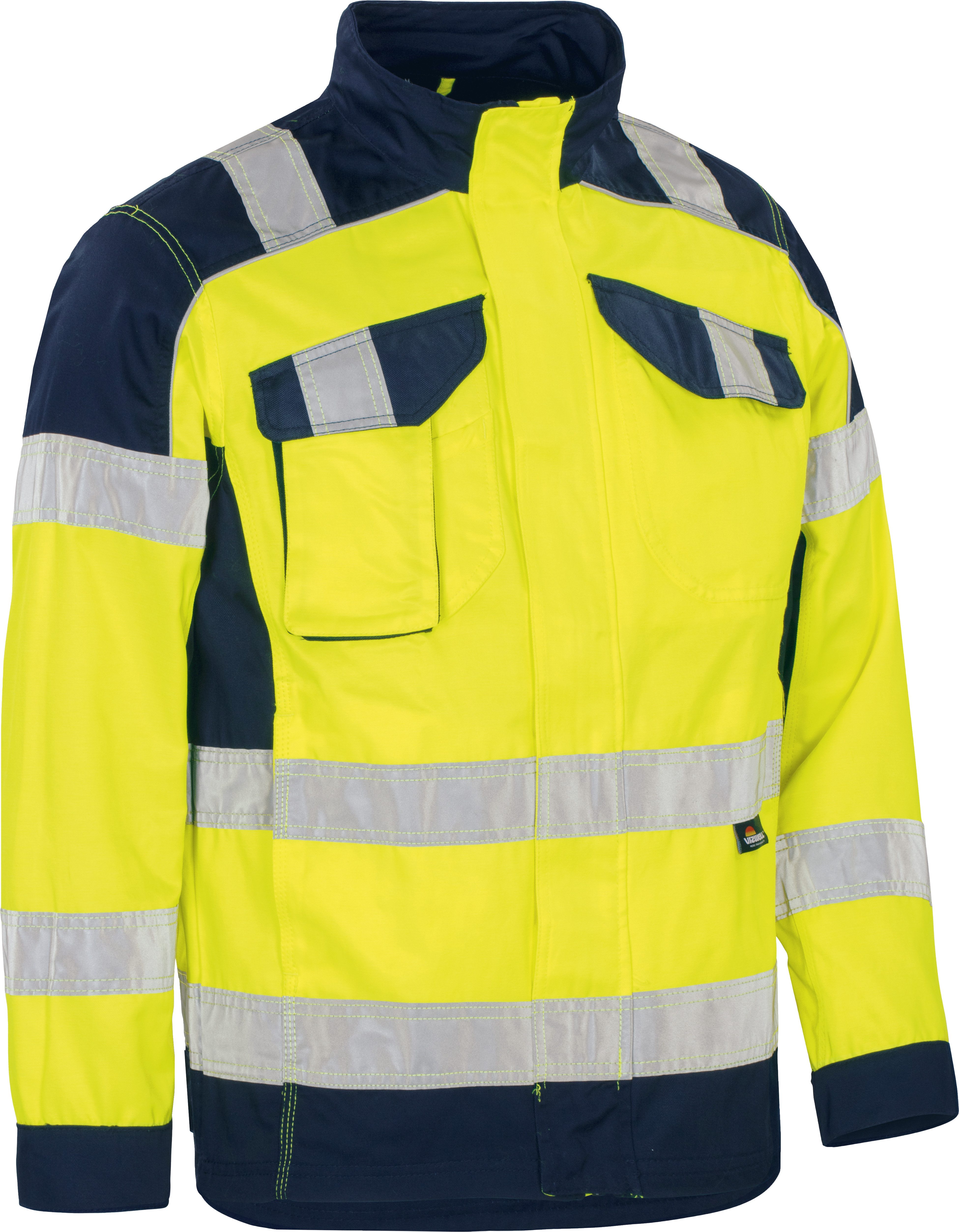 vizwell Arbeitsjacke Herren Warnschutz Bundjacke Arbeitsjacke orange oder gelb reflektierend - strapazierfähig und zertifiziert