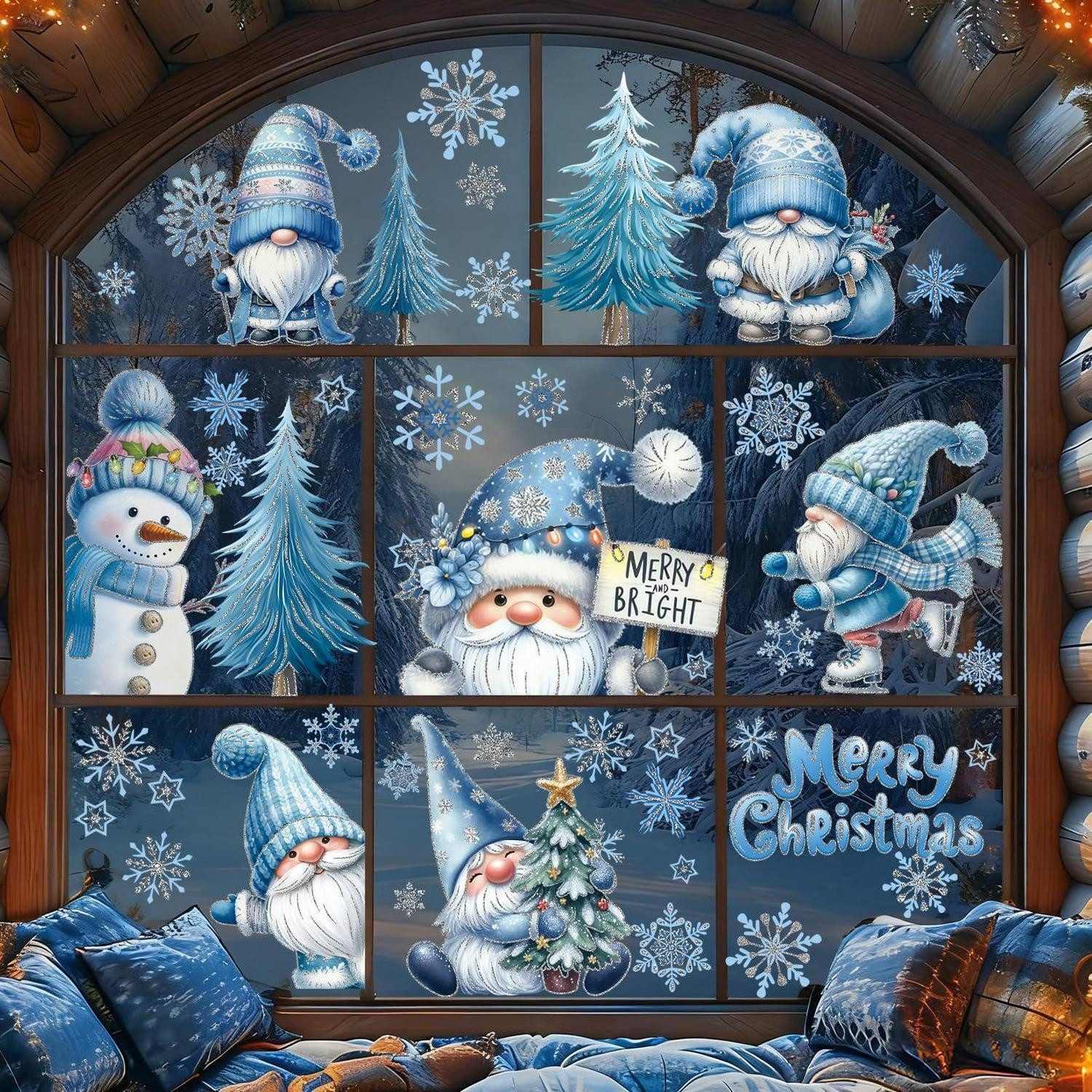 LuxusKollektion Fensterbild Fensterbilder Weihnachten 116PCS Blau