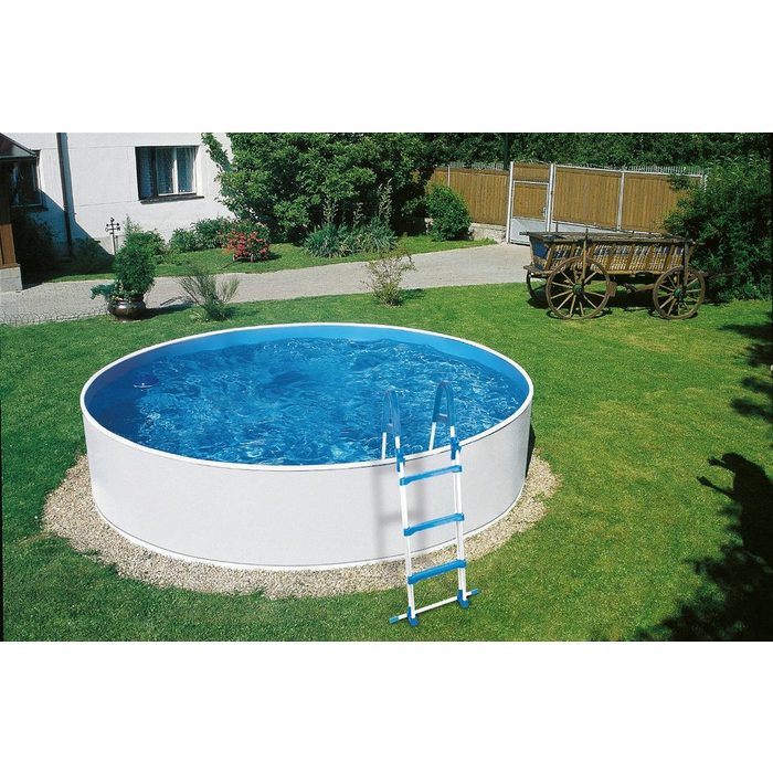 Poolomio Pool Azuro Deluxe Stahlwandpool Weiß Ø 240 x 90 cm - (Set)