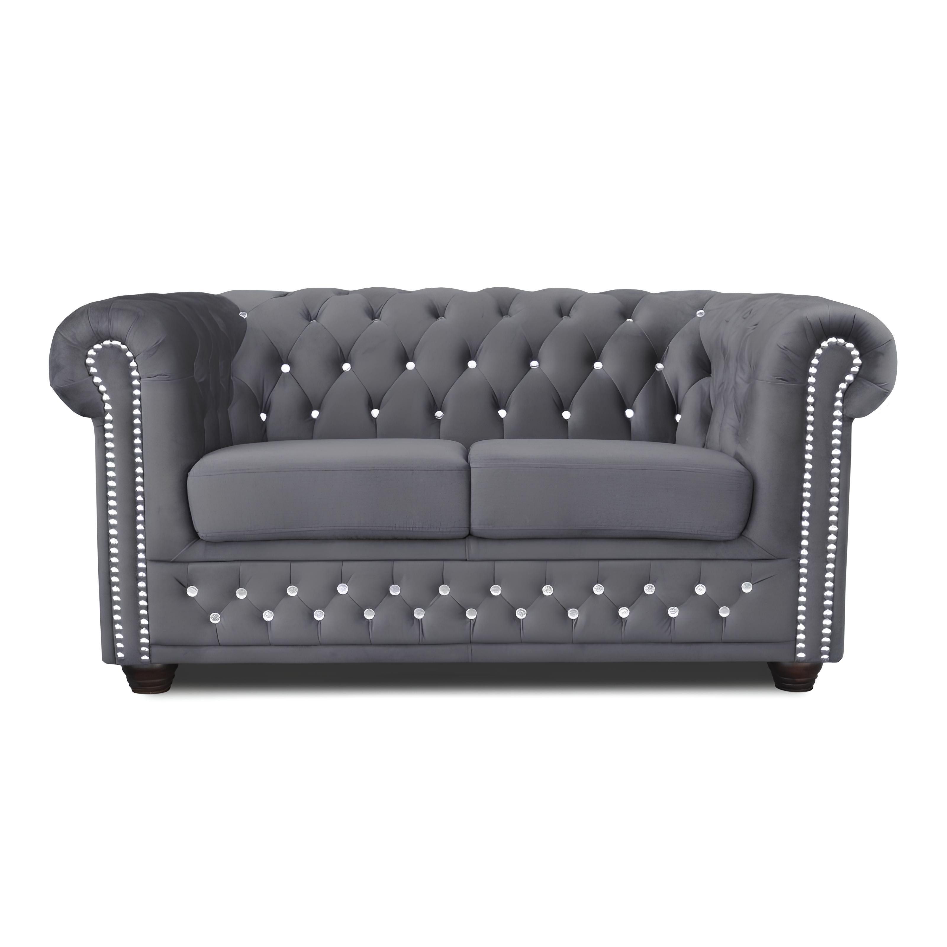 Xlmoebel Chesterfield-Sofa Chesterfield Sofa York mit Kristallverzierungen und hohem Komfort, Hergestellt in Europa