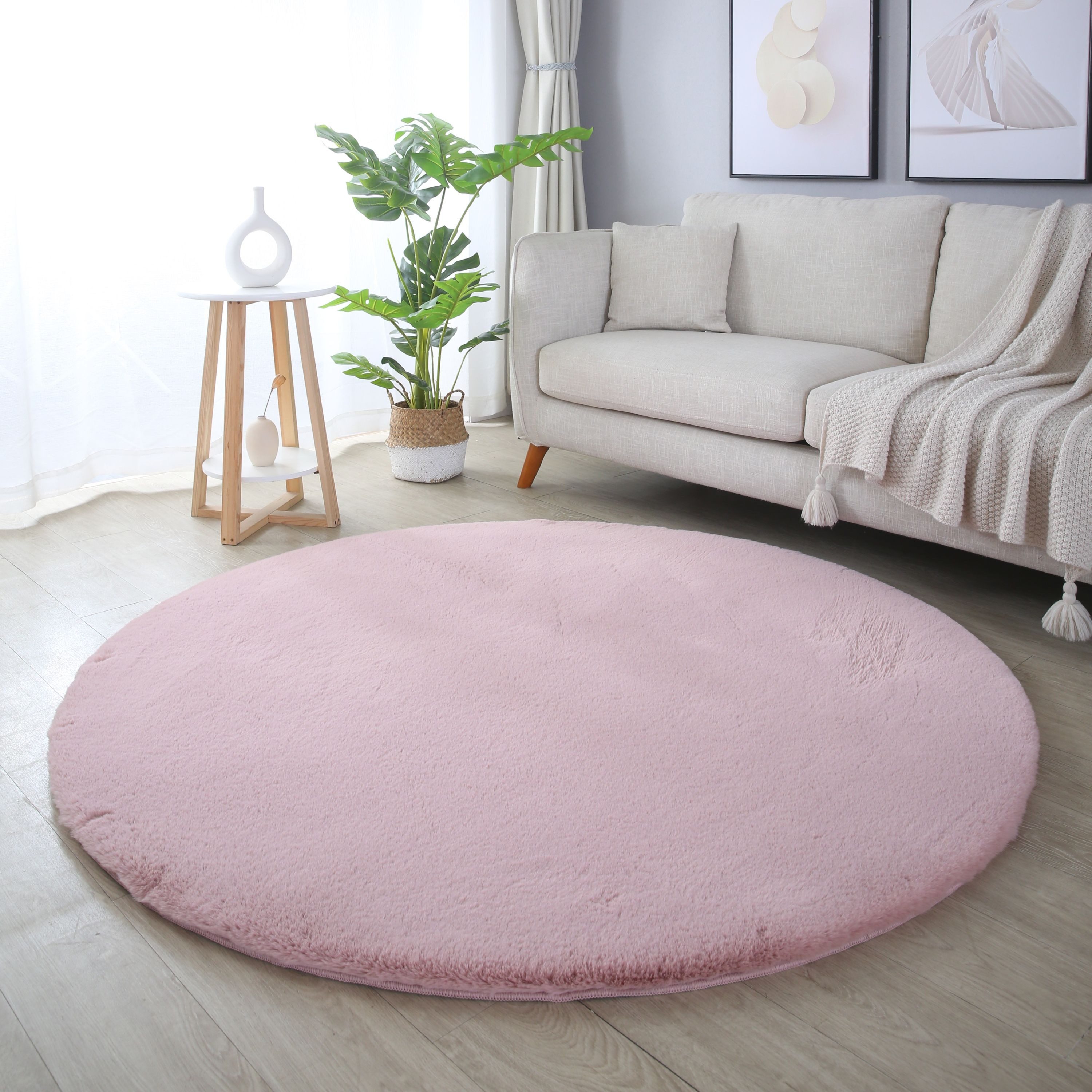 Carpettex Hochflor-Teppich Unicolor - Einfarbig, Rund, günstig online kaufen