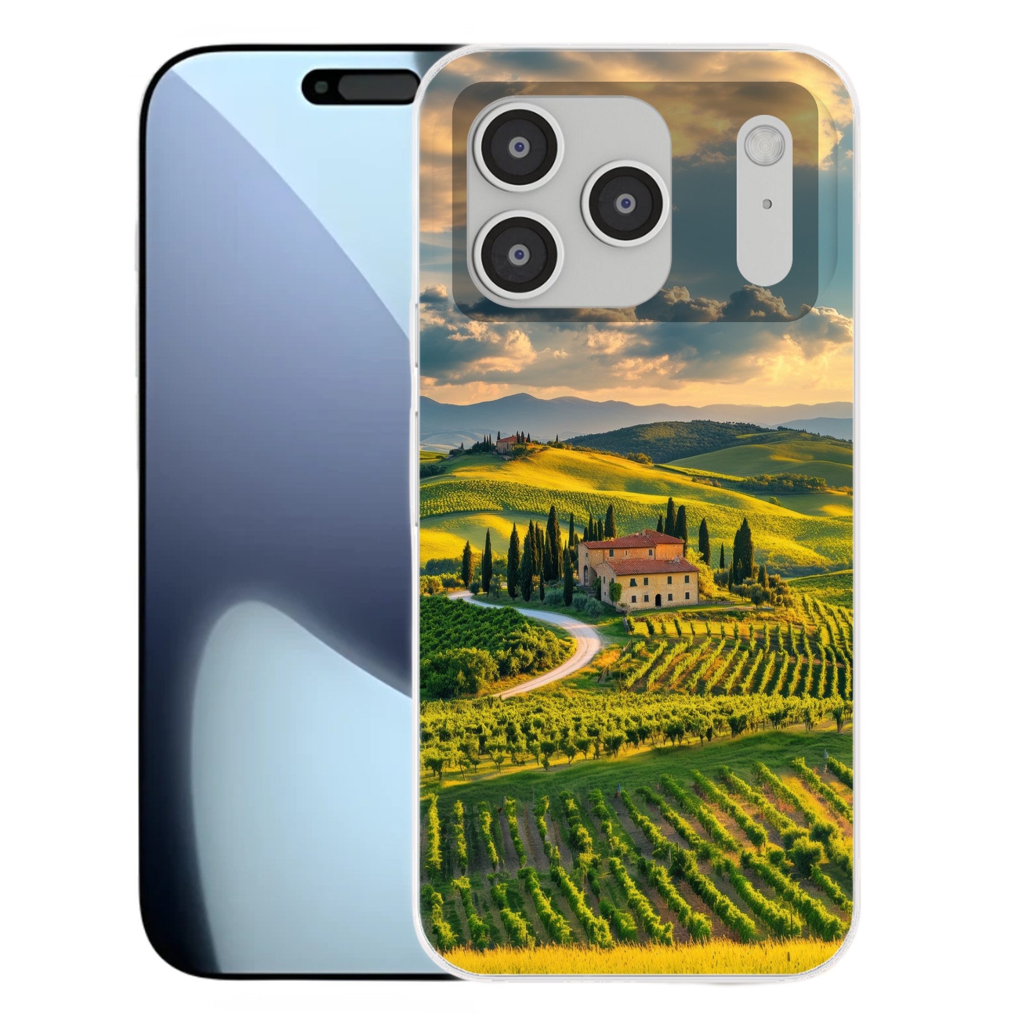 MuchoWow Handyhülle für Apple iPhone 17 Pro Toskana - Landschaft - Weinberge, Smartphone-Bumper, Print, Handy Schutzhülle Dünn
