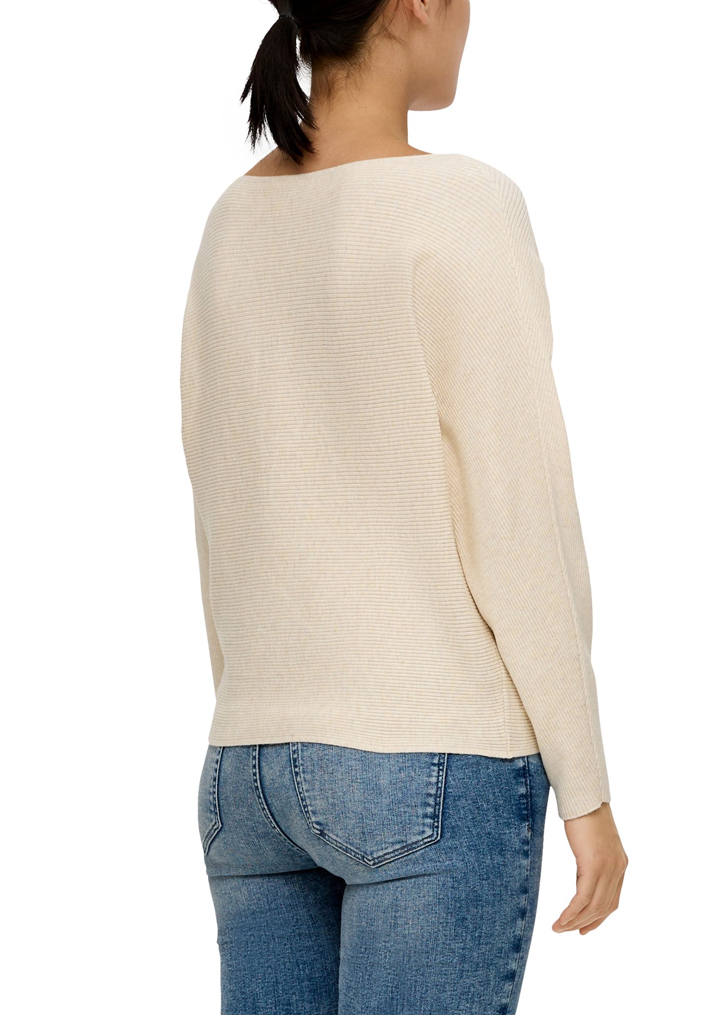 s.Oliver Strickpullover mit Strickpullover Fledermausarm beige