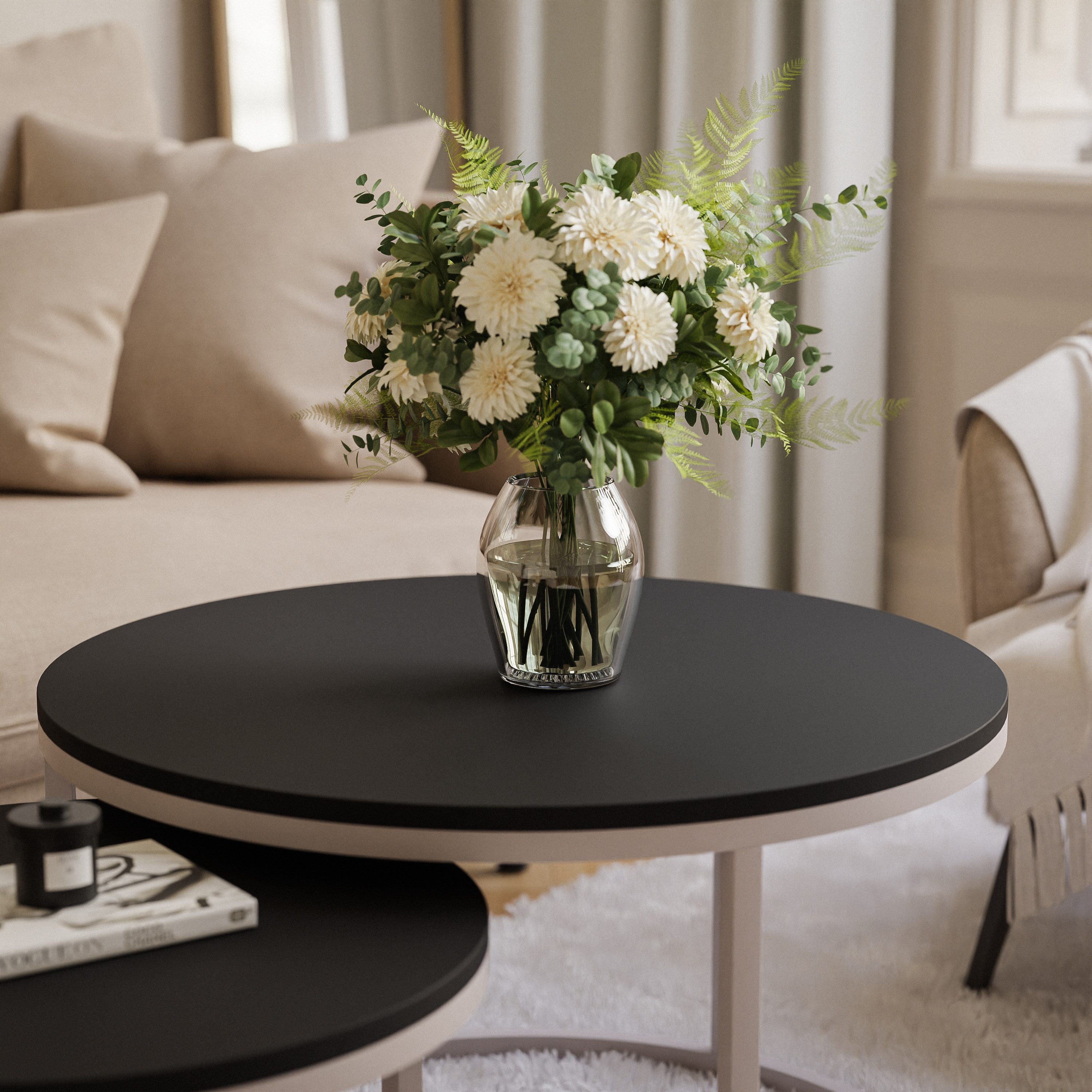 Lookway Couchtisch CIRI 2in1 Matt KASCHMIR (2er Set), Durchmesser: ⌀70 cm und ⌀50 cm – Bild 4 von 5