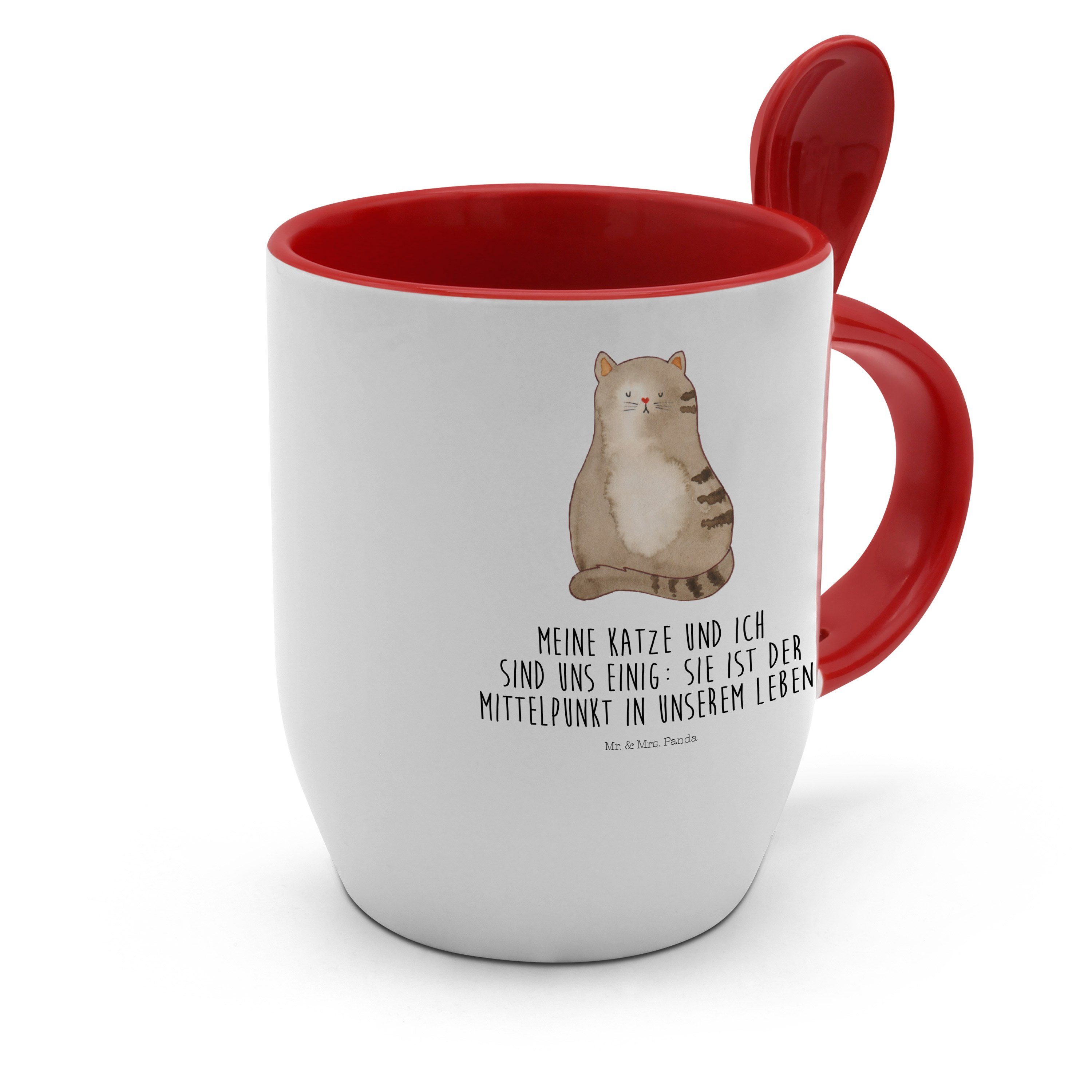 sitzend Mr. Katze Keramik Geschenk, Weiß Panda Kaffeebecher, - gestreift, - Tasse Katzenfan, Mrs. &