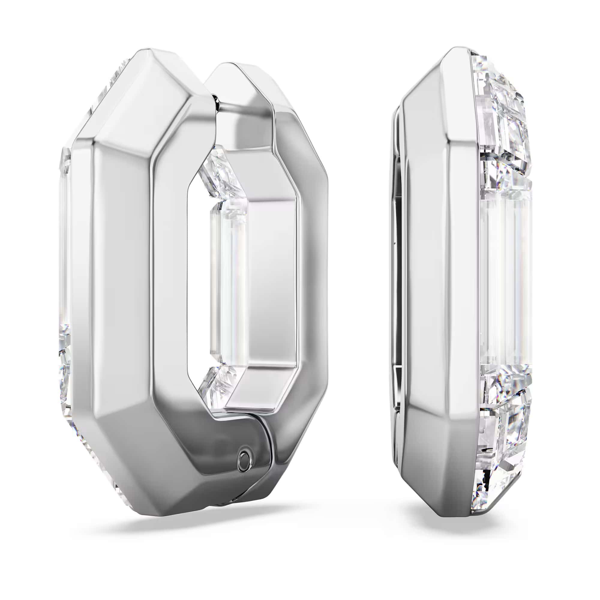 Paar Creolen Swarovski Creolen Lucent 5696289 Achteck, Silberfarben