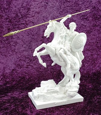 Kremers Schatzkiste Dekofigur Alabaster Figur Alexander der Große zu Pferd 33 cm
