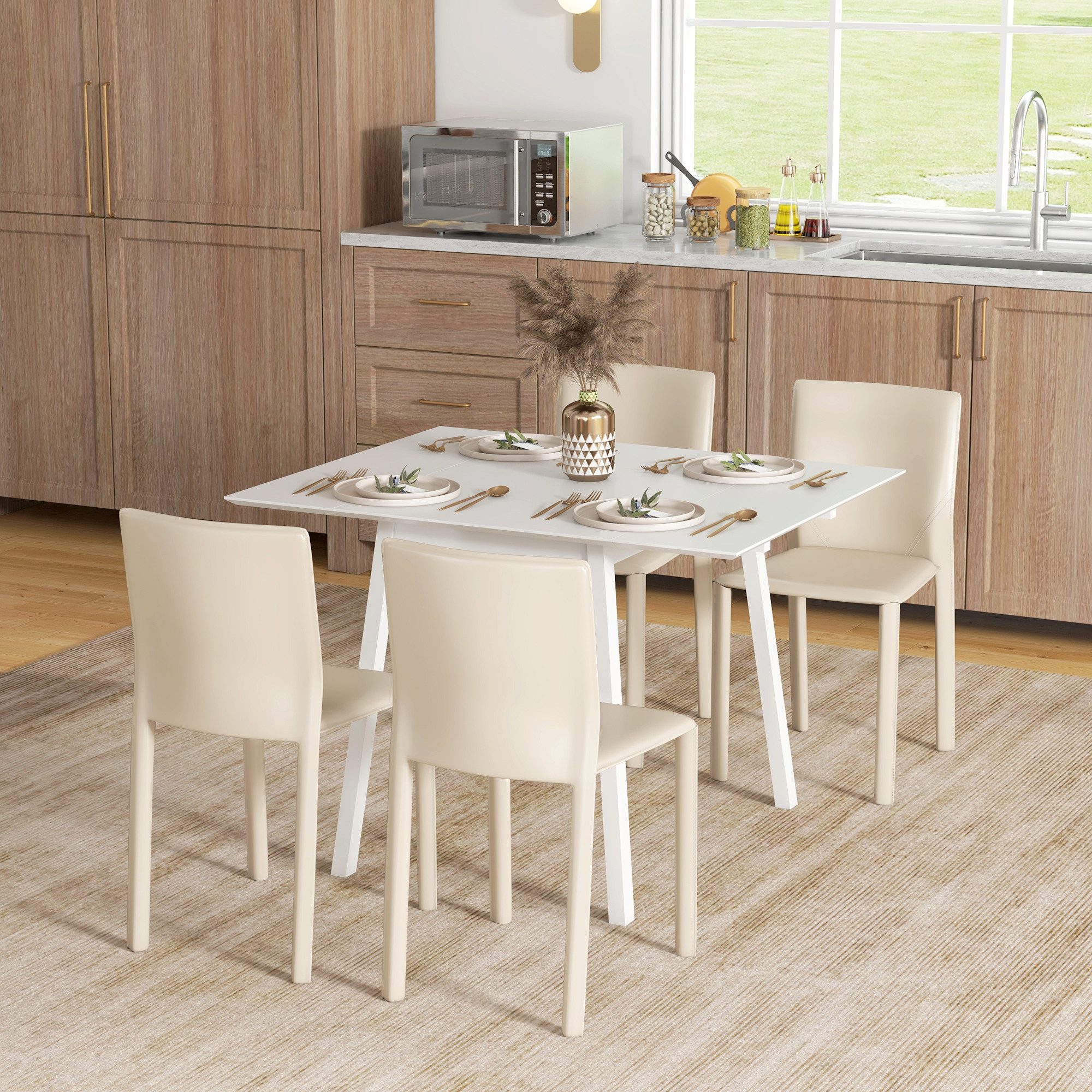 Esstisch Klappbarer Esstisch 110x86x75cm in Weiß für 2-4 Personen
