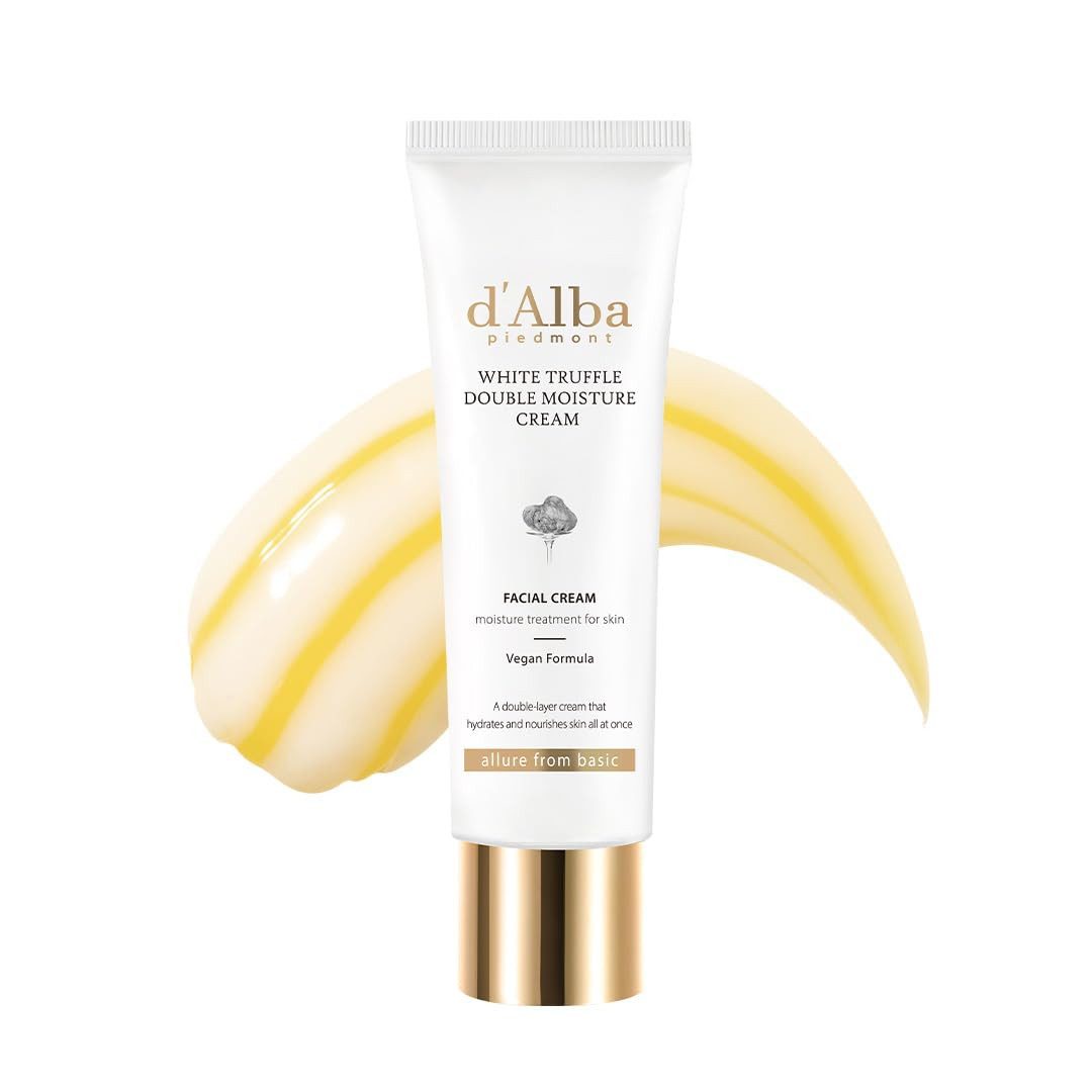 d'Alba Gesichtspflege Italian weißer Trüffel Double Serum & Cream 2-in-1-Intensivpflege Creme für Elastizität und Glanz, milde und vegane Doppelcreme, Premium-Weißer Trüffel-K-Beauty 60ml