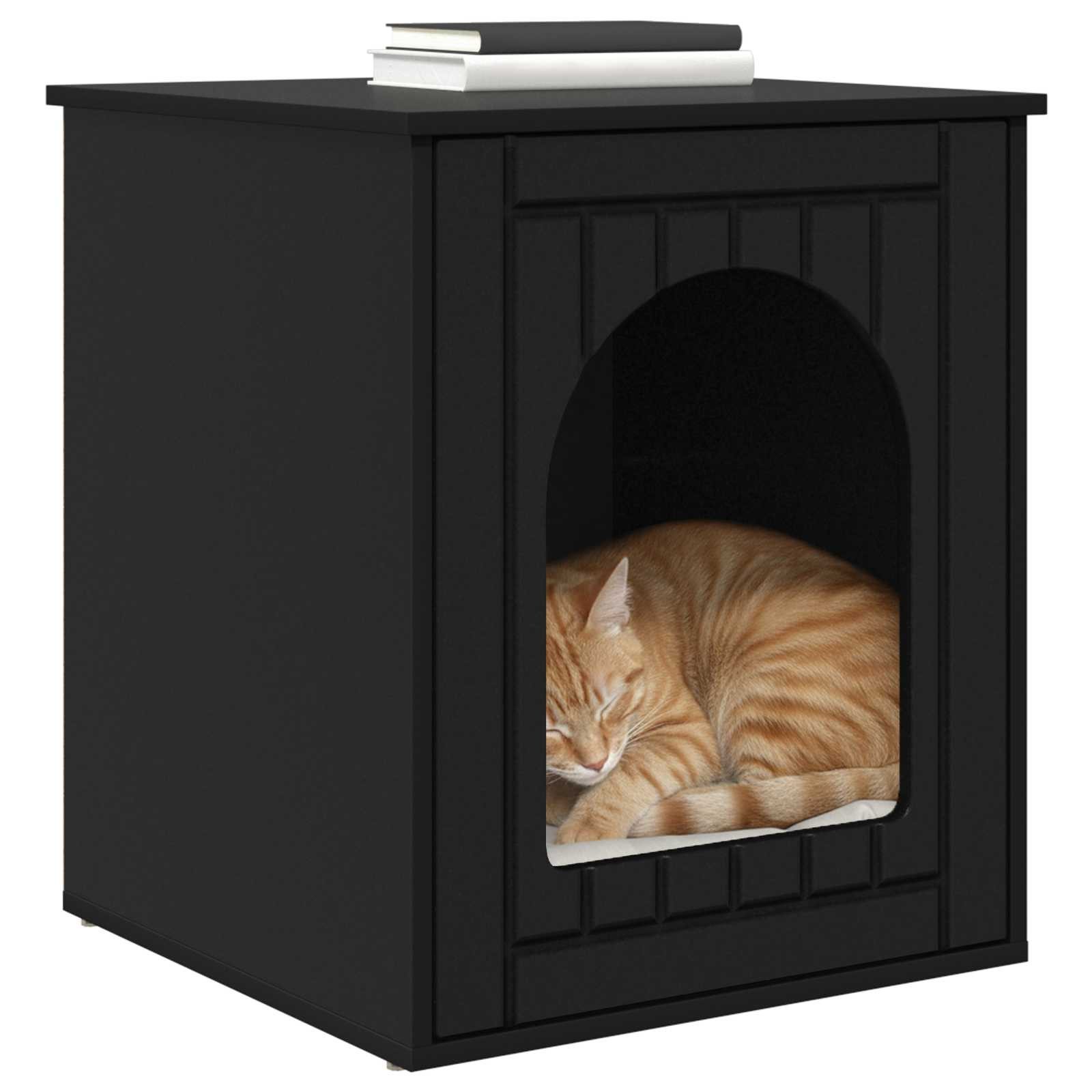 vidaXL Katzenhaus, Katzenhaus Schwarz 53 x 52 x 62 cm Holzwerkstoff