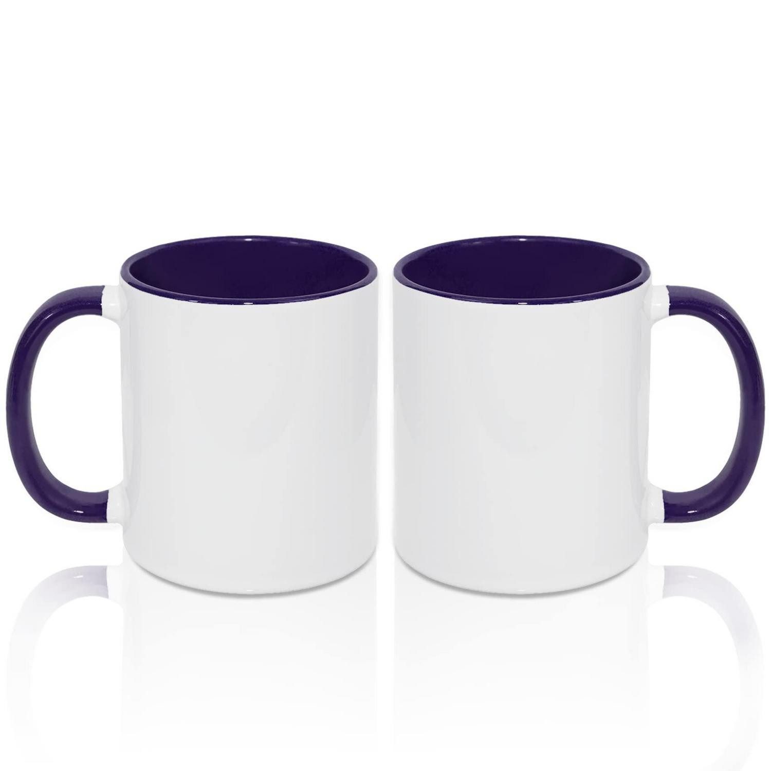 LuxusKollektion Tasse Kaffeetassen Set 2x 325ml Weiß/Lila Keramik, Keramik
