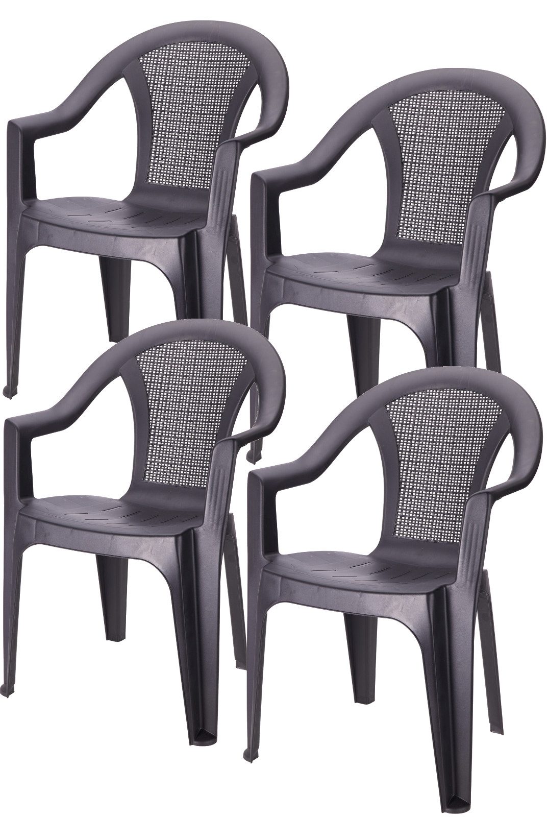 Progarden Gartenstuhl Kunststoff Anthrazit Stapelbar 4 er Set (Set, 4 St), UV-Beständig, Robust, Wetterfest, Made in Italy, Hochwertig