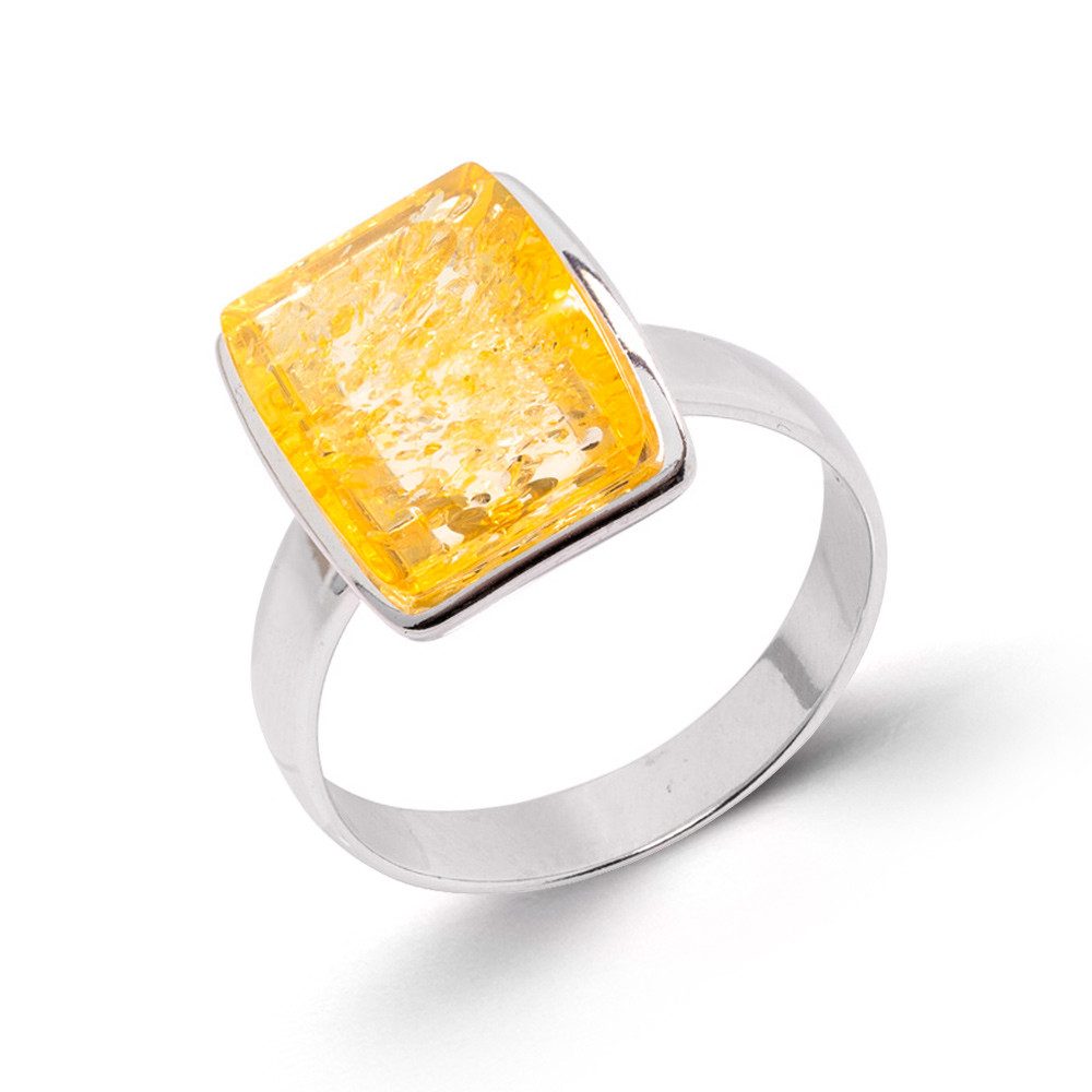 S&A Jewellery Design Silberring Damenring aus 925 Silber mit Lemon Bernstein (1-tlg), Damenring aus 925 Silber