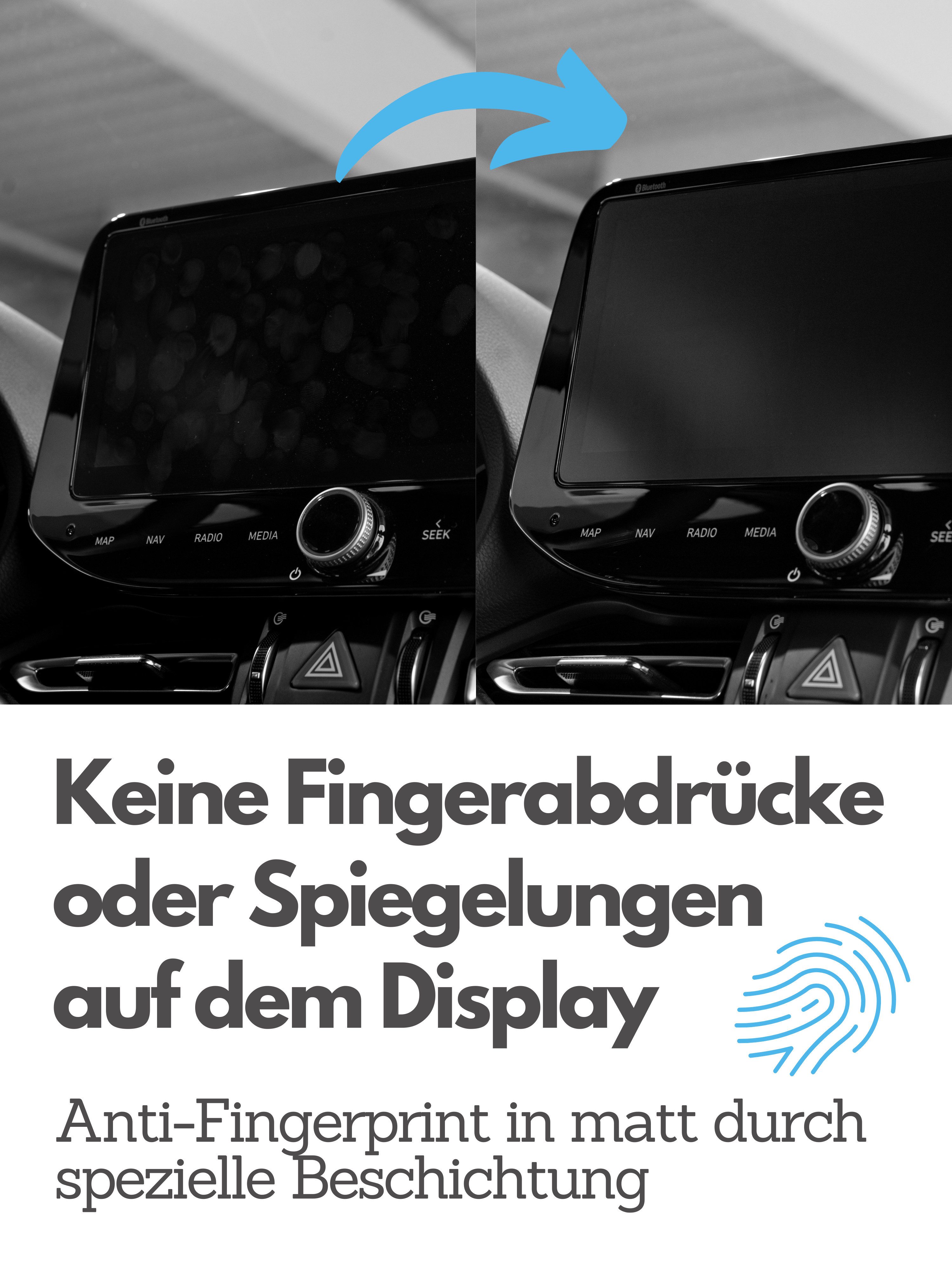 DISSKIN Displayschutzfolie DISSKIN Displayschutzfolie für Hyundai i30 / i30N 10,25 Zoll ab 2020 für i30 Entertainment System, 1 Stück, Anti-Fingerabdruck-Beschichtung