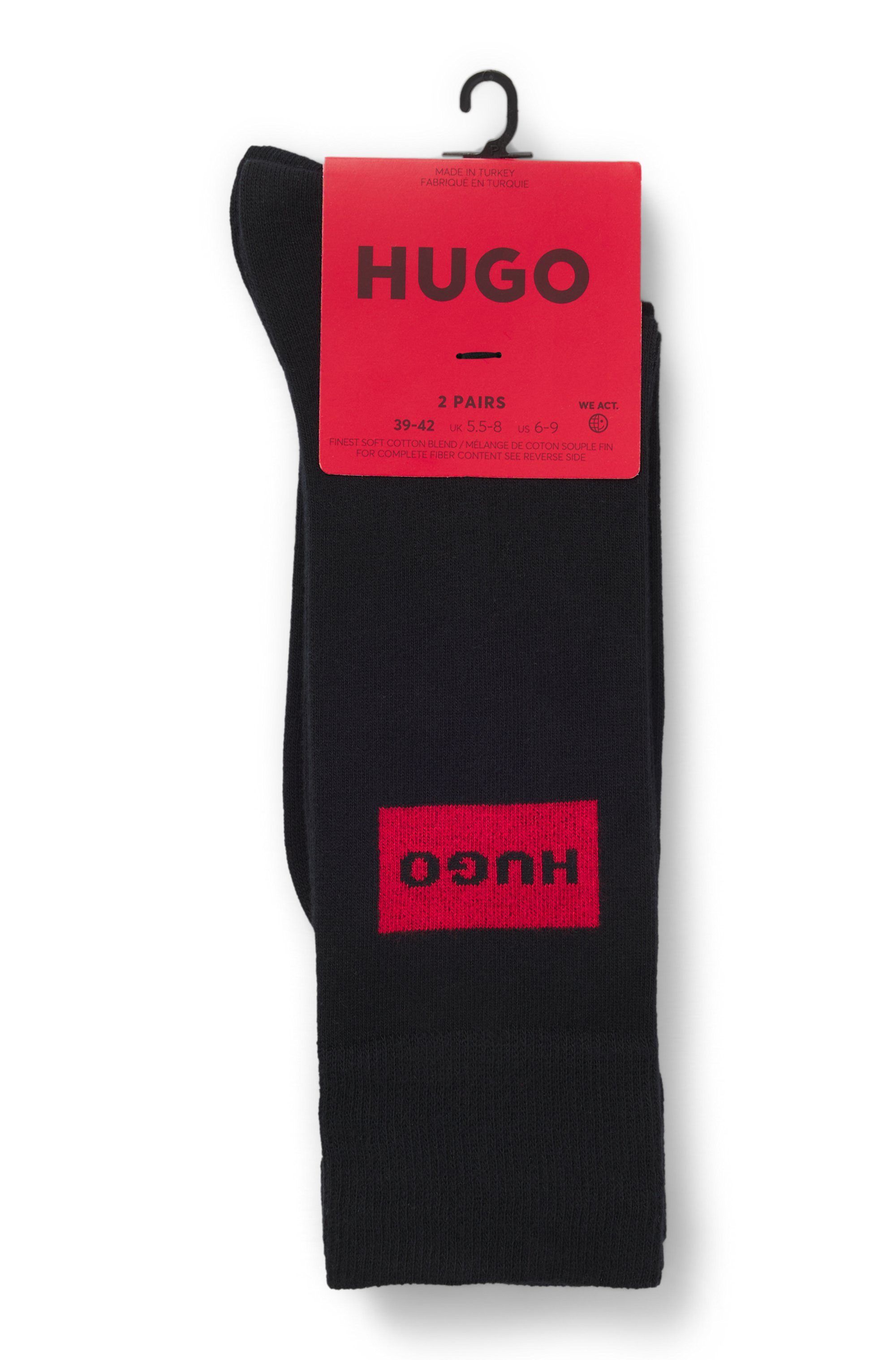 HUGO Socken RED LABEL (2-Paar) mittelhoch, verstärkte Fersen- und Zehenbereich, Rippbündchen