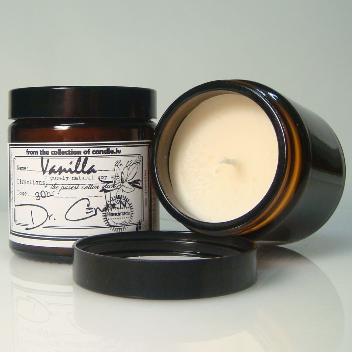 Candle Duftkerze Duftkerze Vanille - Bernstein-Glas Sojawachs Kerze, 120ml