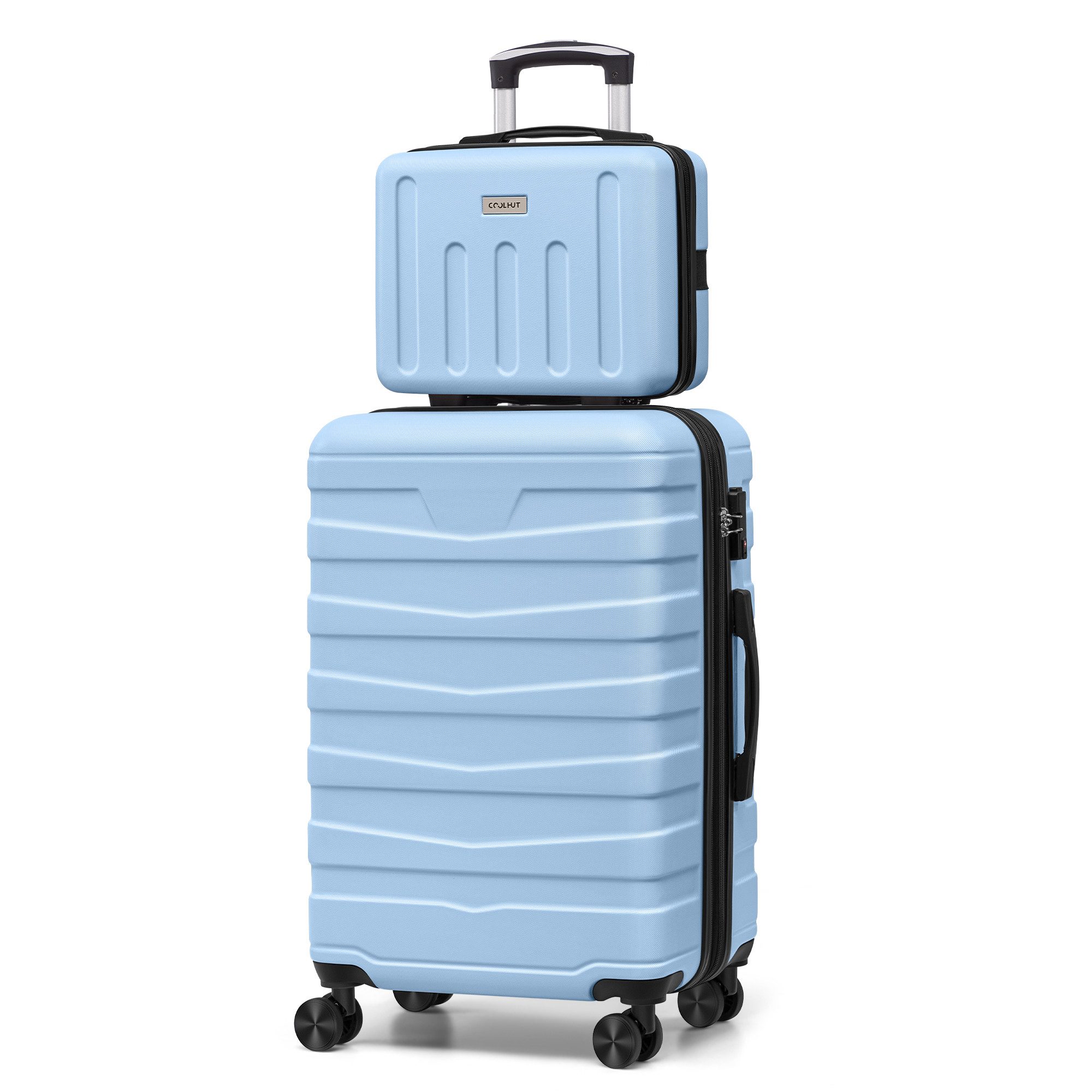 ChaCool Handgepäckkoffer Hartschalen Kofferset 2 Teilig Kabinengepäck mit Kosmetiktasche, 4 Rollen, Trolleyset 2-tlg.mit kleiner Tasche, ABS