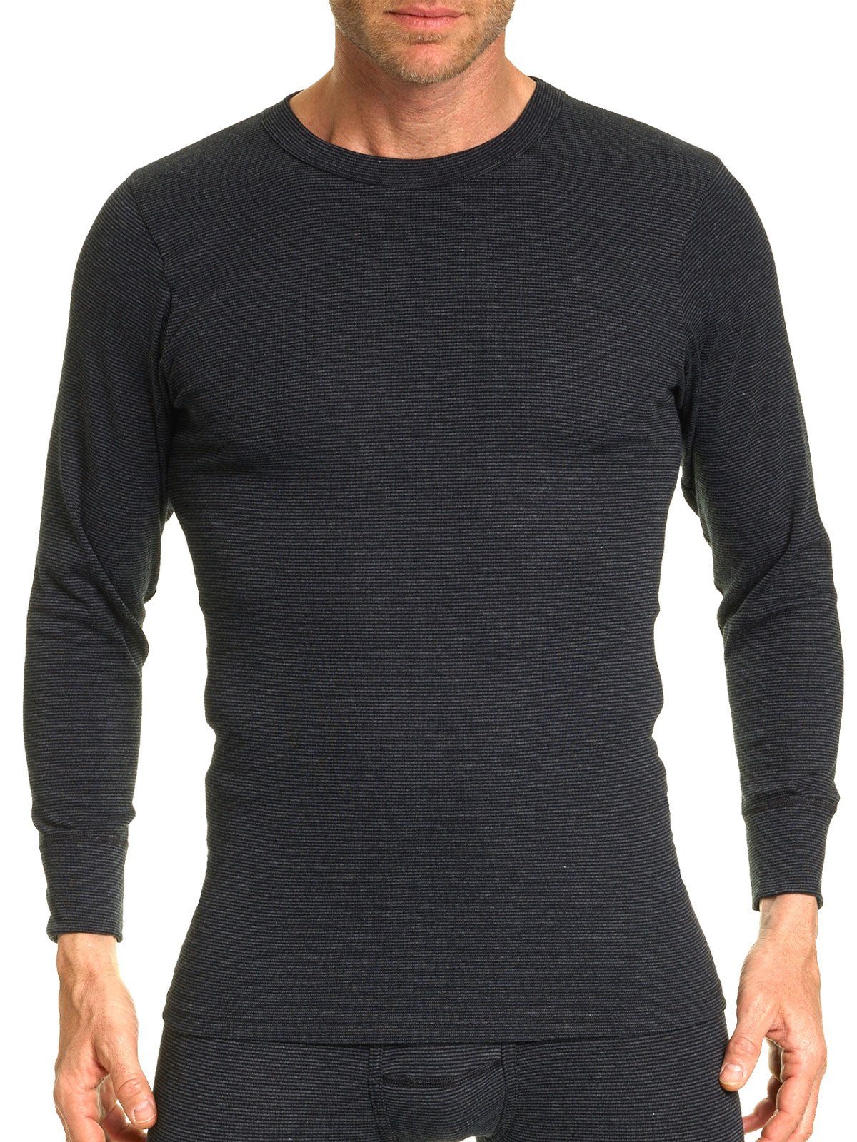 Materialmix schwarz 1-St) KUMPF Klimafit (Stück, Herren Langarm Unterhemd Shirt