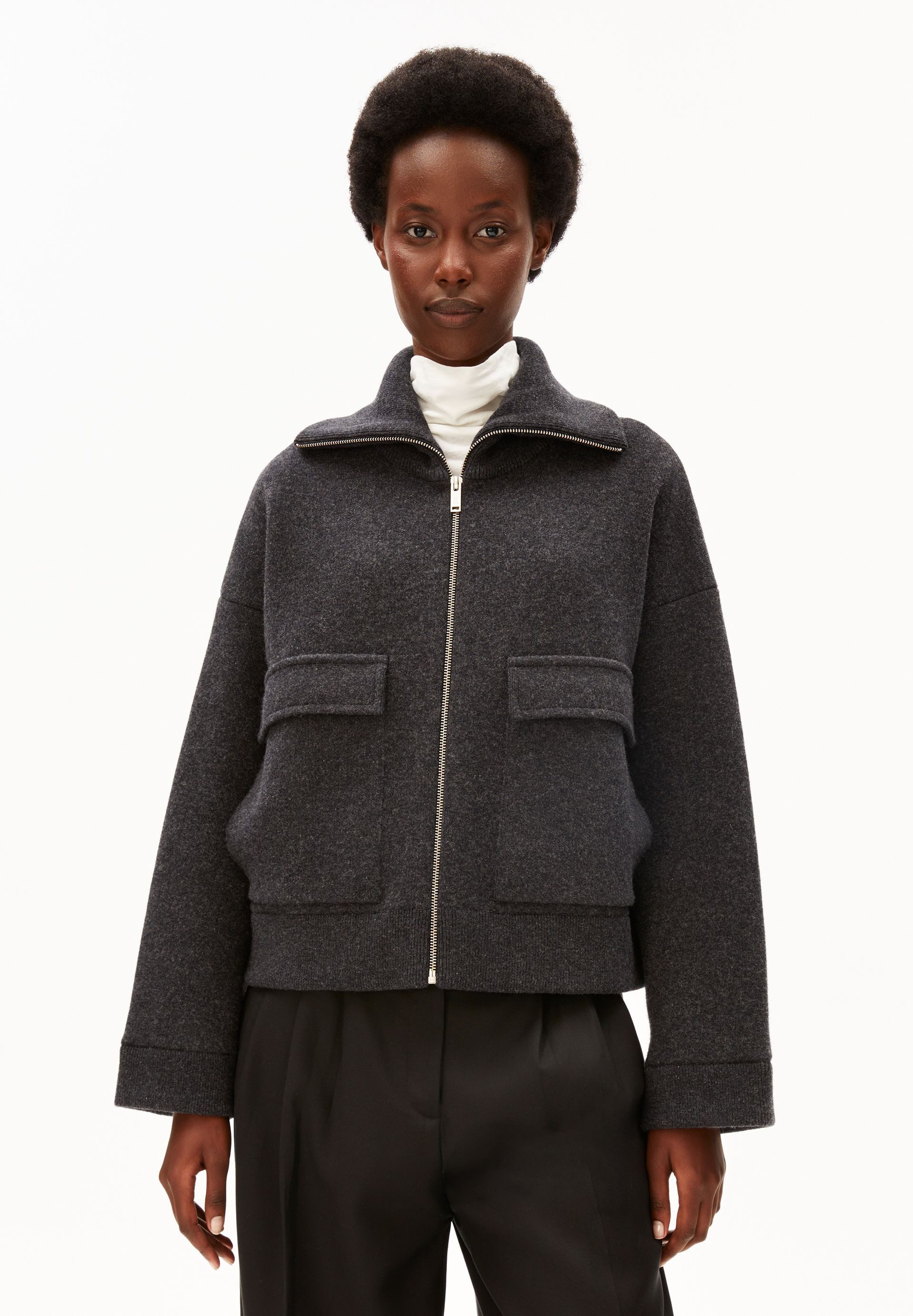 Armedangels Cardigan OVERSIZED Strickjacke aus Bio-Baumwoll-Mix (Mock-Ausschnitt, Oversized Fit)