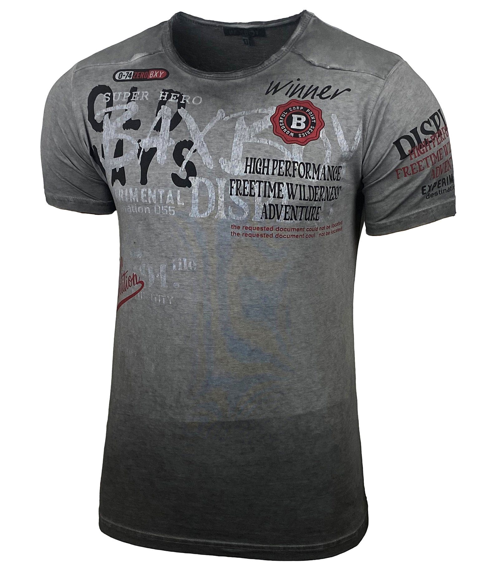 Baxboy T-Shirt Baxboy Moderner Männer Kurzarm Verwaschen Used Look TShirt B günstig online kaufen