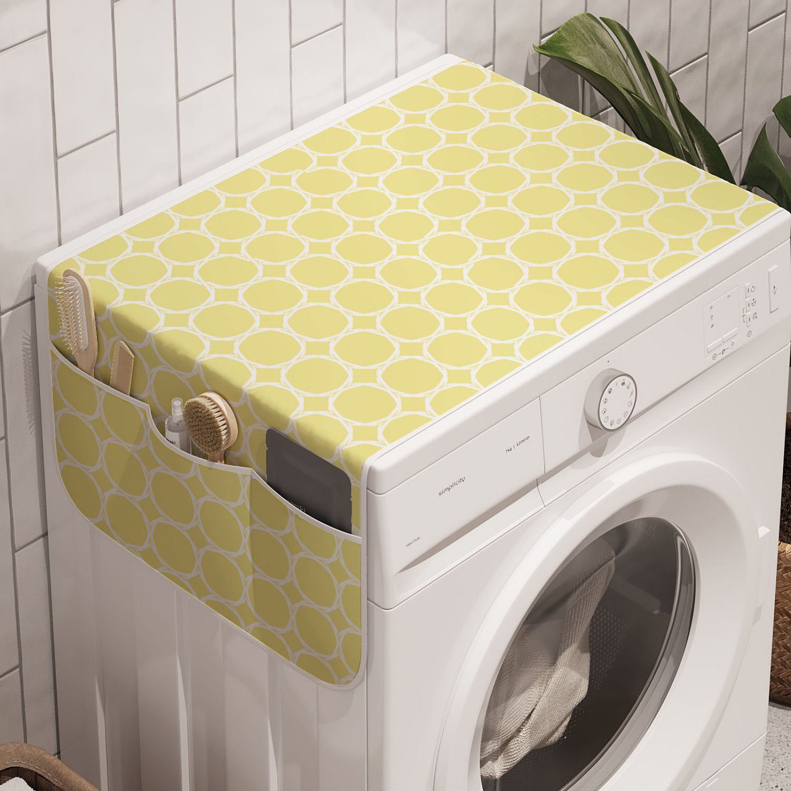 Abakuhaus Badorganizer Anti-Rutsch-Stoffabdeckung für Waschmaschine und Trockner, Geometrisch Pastellkreisformen