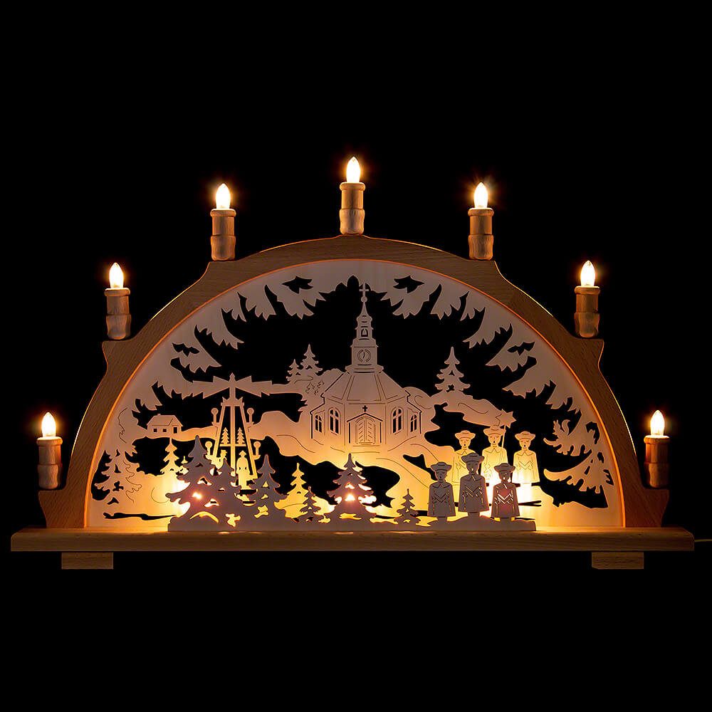 Lenk und Sohn Schwibbogen Schwibbogen Seiffener Kirche (66x44cm) von Kunstgewerbe Lenk & Sohn