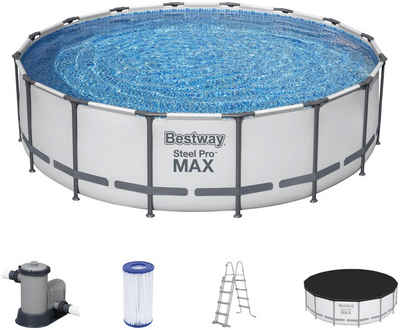 Bestway Pool »Frame Pool Pro 488x122« (Set, 5-tlg), 4-tlg., ØxH: 488x122 cm, mit Kartuschenfilterpumpe