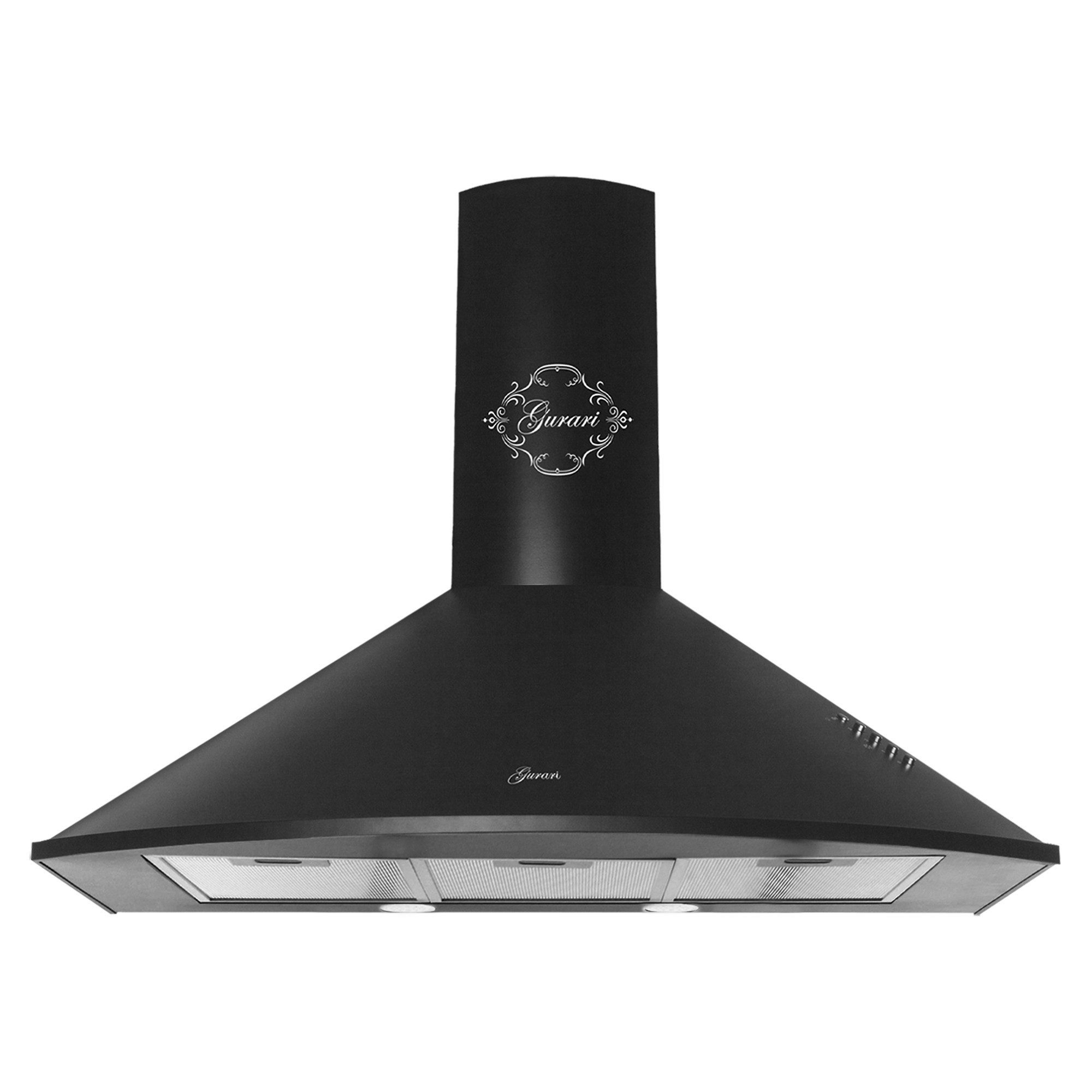 GURARI Gasherd-Set 126 L XXL Backofen, Air Fry Funktion, elektrischer Drehspieß, Hydro Clean, katalytische Selbstreinigung, 4,0 kW Dreikreis WOK Brenner, Erdgas und Flüssiggas, 1000 m³/h Dunstabzugshaube GCH E 818 BL+GCH C 046 BL 9 N ., mit 1-fach-Teleskopauszug, Hydro Clean, Katalytische Selbstreinigung, Küchen Set Gasherd mit Dunstabzugshaube 90 cm Schwarz