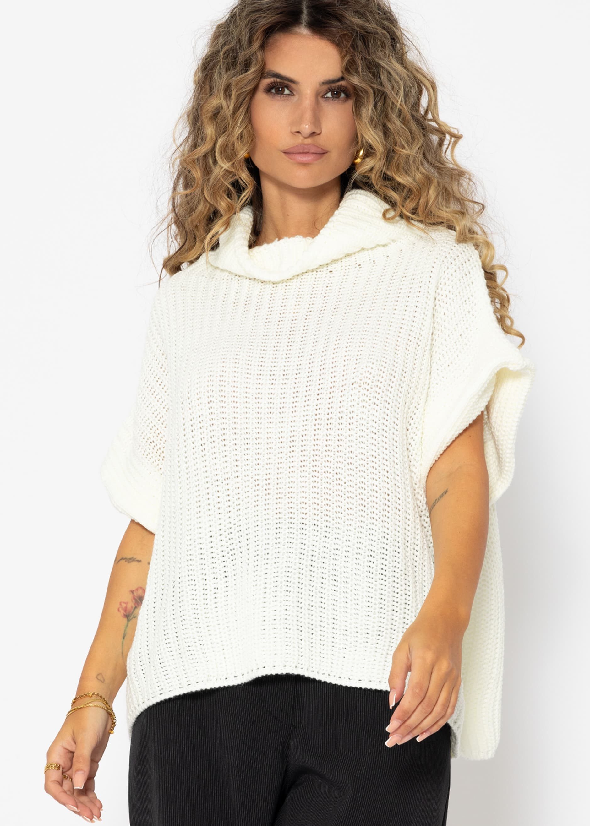 Pullunder Oversize Pullunder Damen mit Turtleneck Elegant