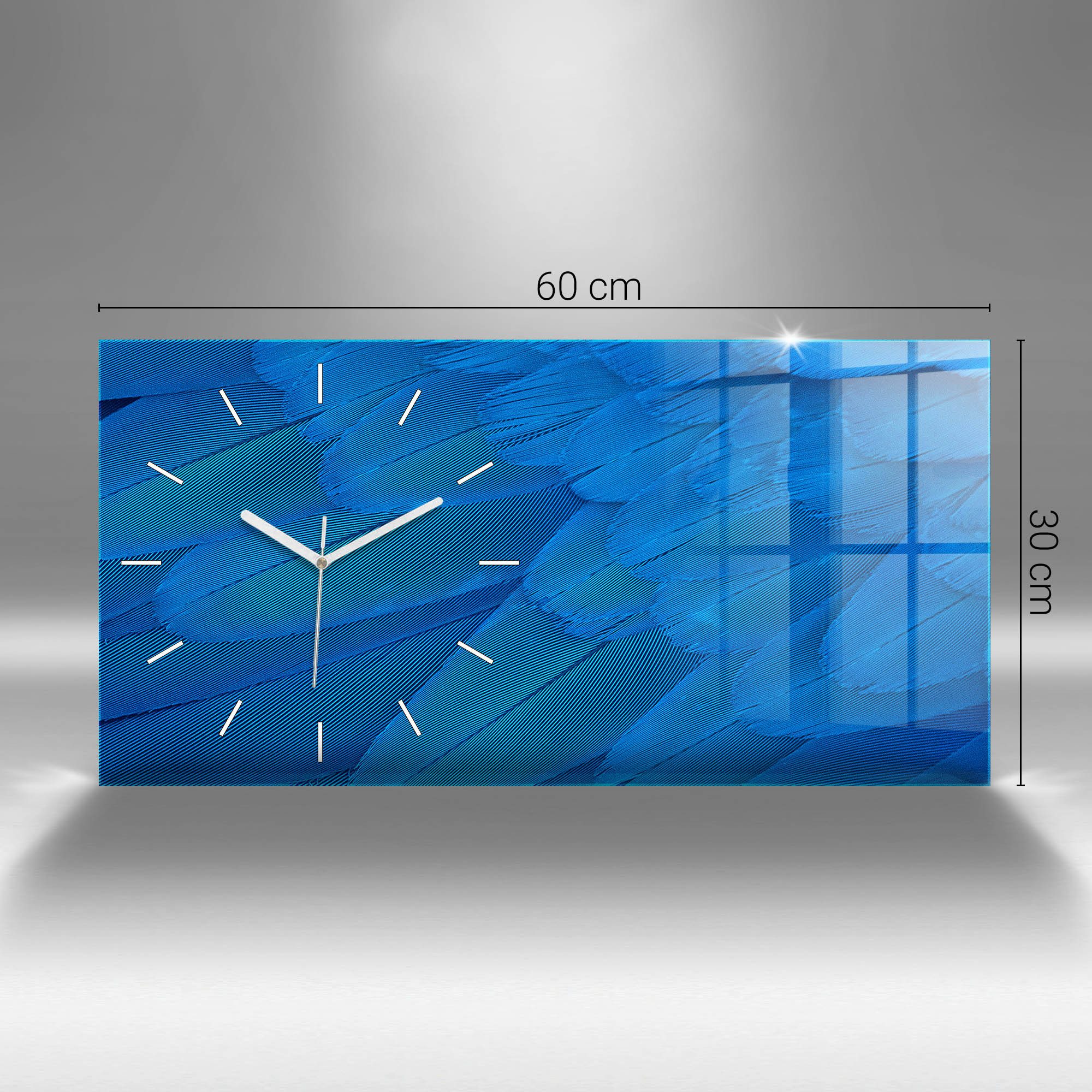 Tulup Wanduhr Wanduhr Glasuhr Rechteckige Wanduhr 60x30 cm Uhr aus Gehärtetem Glas