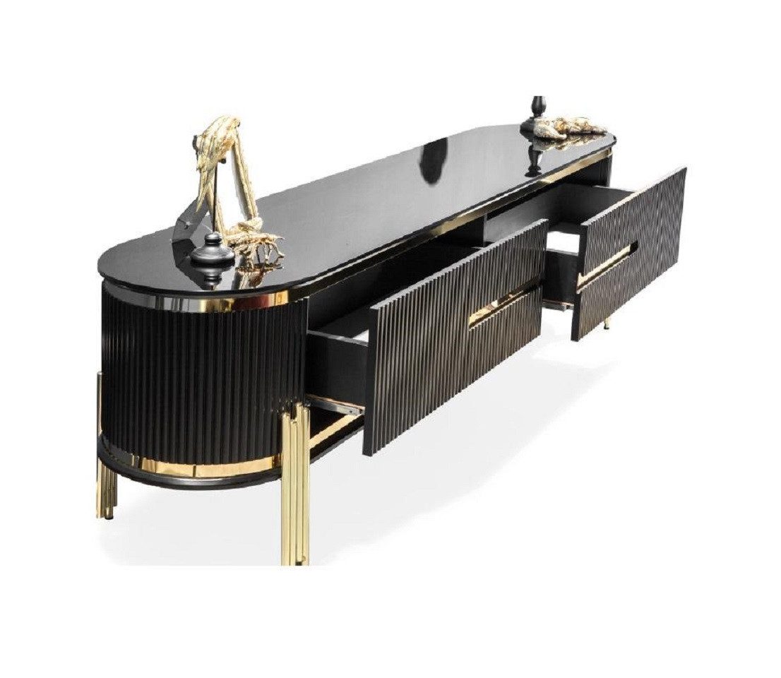 Xlmoebel Lowboard Luxus RTV Fernsehtisch in Schwarz und Gold für stilvolle günstig online kaufen