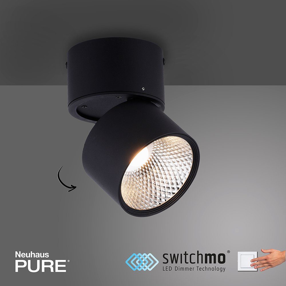 Neuhaus Switchmo, dimmbar, Strahler Licht Strahler PURE-NOLA, LED Deckenleuchte Deckenstrahler warmweißes LED 2xLED/15W/3000K, schwenkbar schwarz schwenkbar, Spot Paul