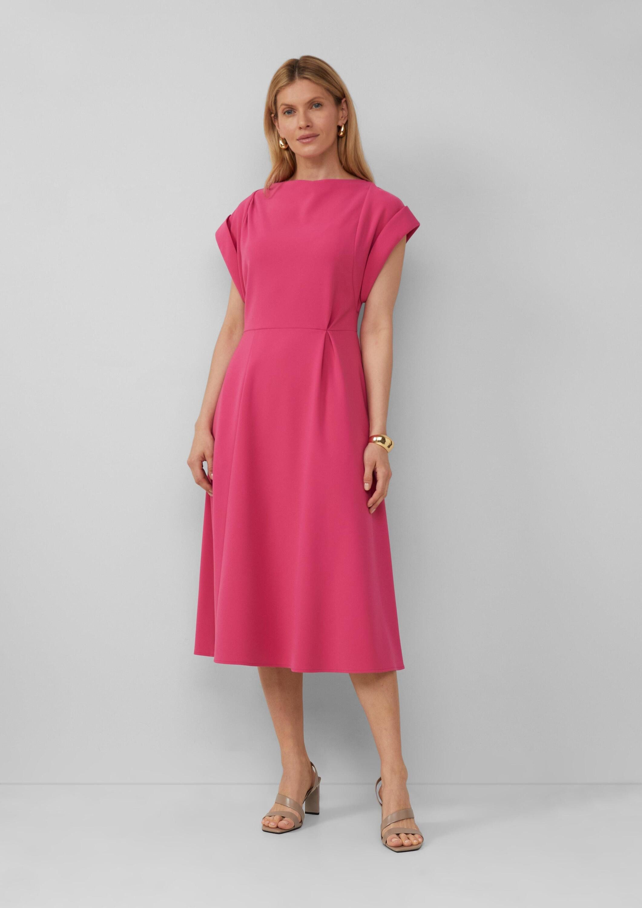 s.Oliver Midikleid Kleid Midikleid mit Turn-up-Ärmeln (1-tlg)
