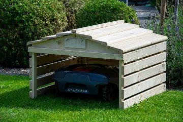 dobar Mähroboter-Garage, BxTxH: 78,5x74x52,5 cm, für Mähroboter, mit abnehmbarem Dach, Fichte, natur