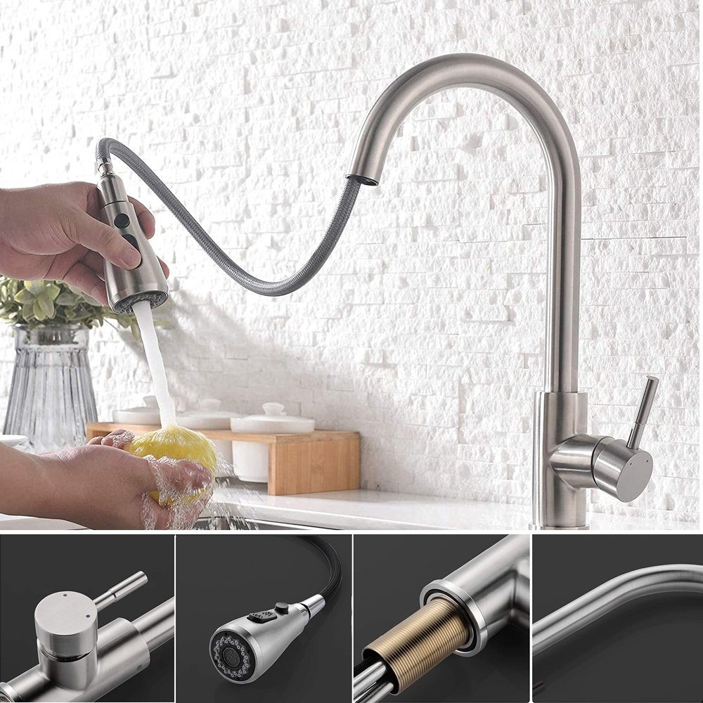 Waschbecken) Spültischarmatur Küche Küche Silber Armatur XIIW (Hochdruck Wasserhahn Spültischarmatur Mischbatterien für Bad