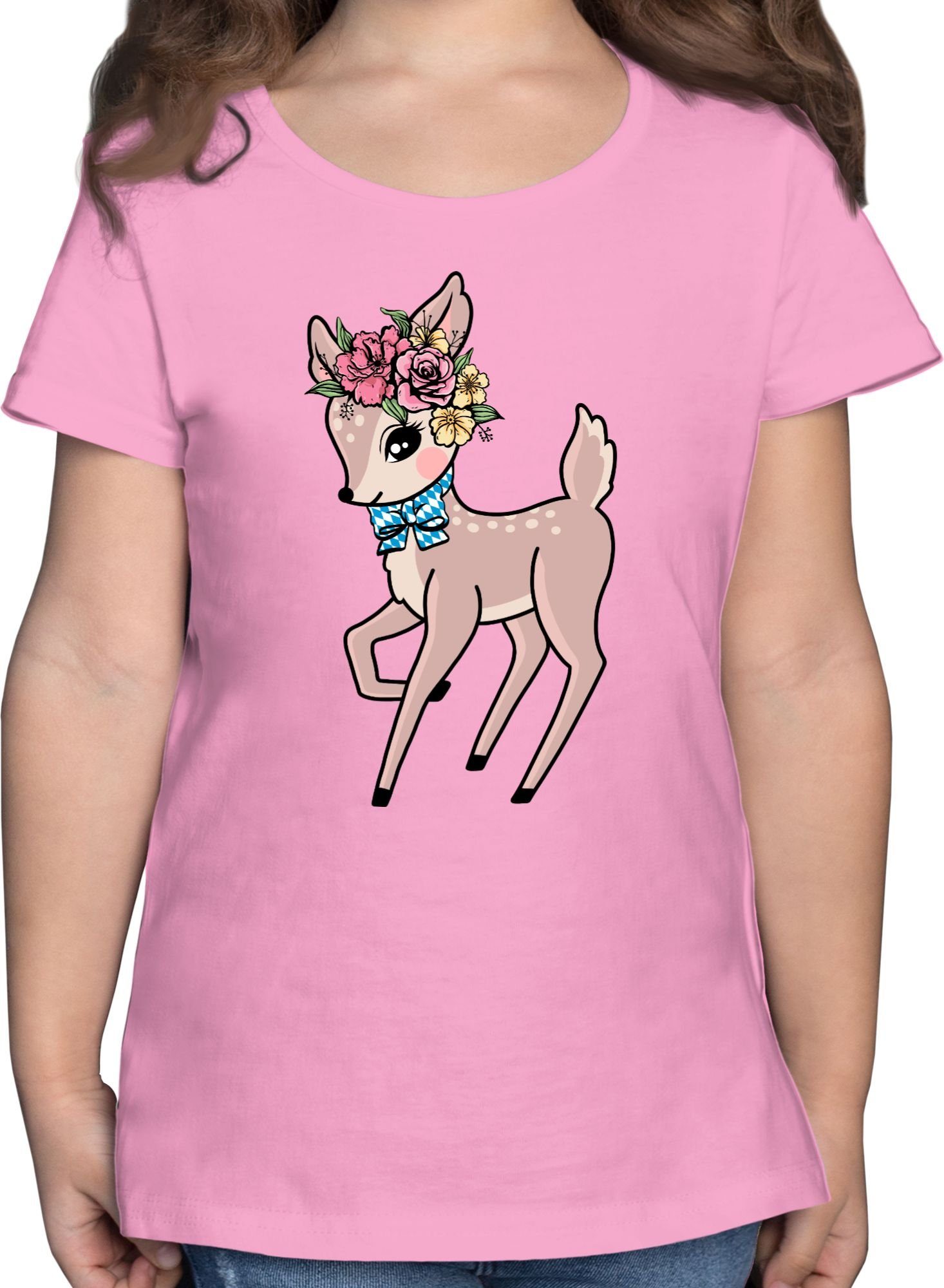Reh Shirtracer Rosa T-Shirt Outfit Oktoberfest Rehkitz für 3 Kinder Mode
