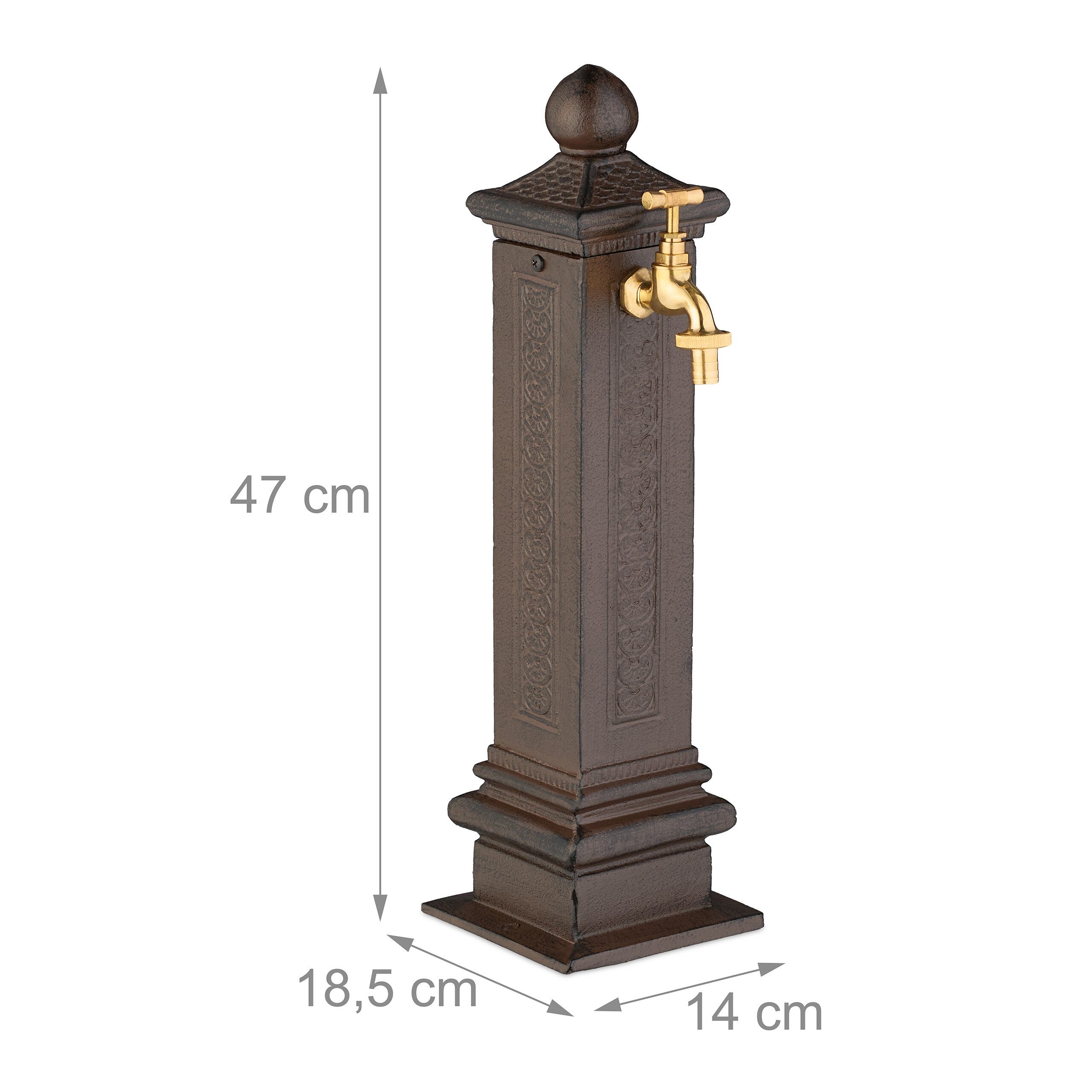 relaxdays Gartenbrunnen Standbrunnen antik 47 cm, 14 cm Breite, (1 tlg), braun – Bild 4 von 5