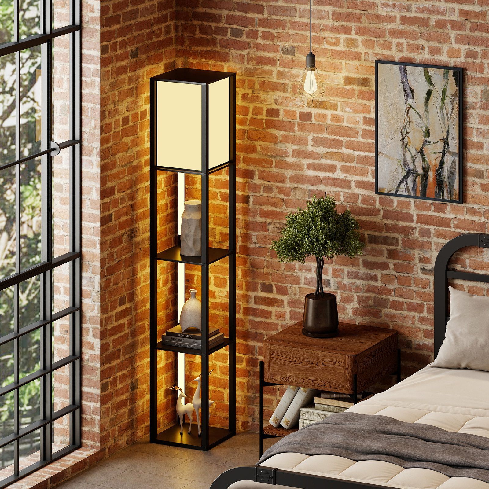 COSTWAY Stehlampe, mit 3-stufig einstellbaren LED-Streifen und Fußschalter günstig online kaufen