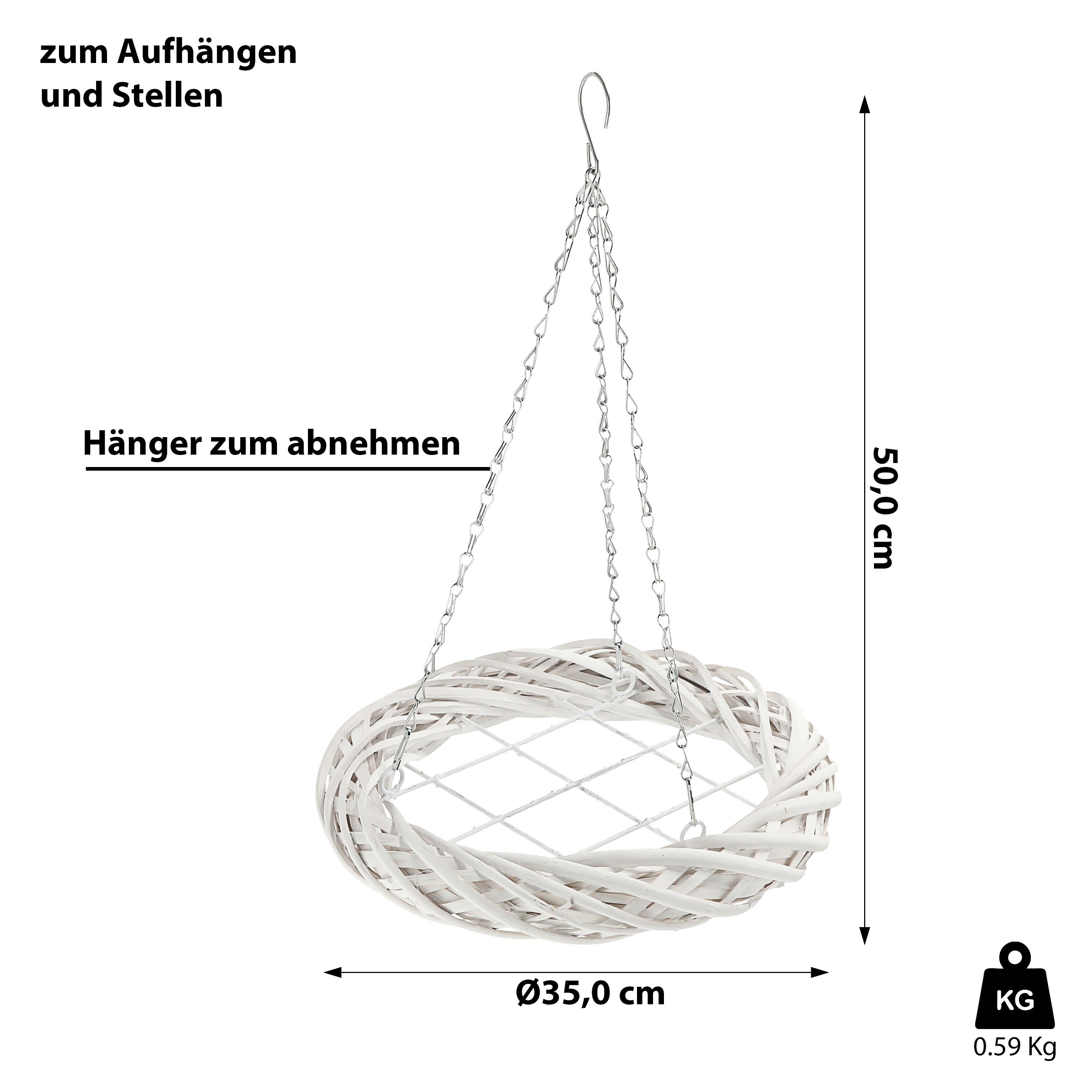 CEPEWA Dekokranz Weidenkranz zum Aufhängen oder Legen 35cm weiß Metallkette günstig online kaufen